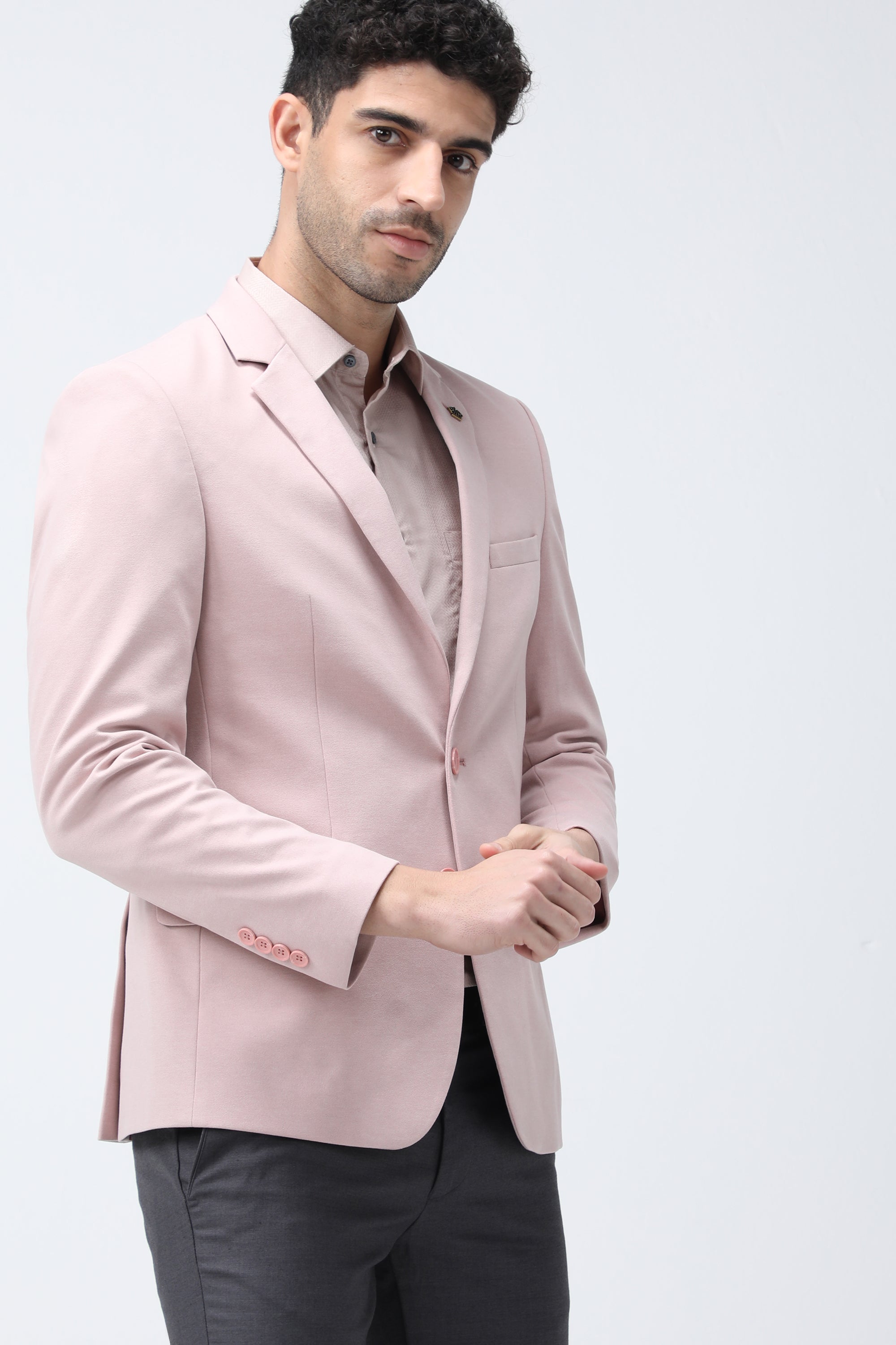 King Richard Slim Fit Knit Blazer - Pink