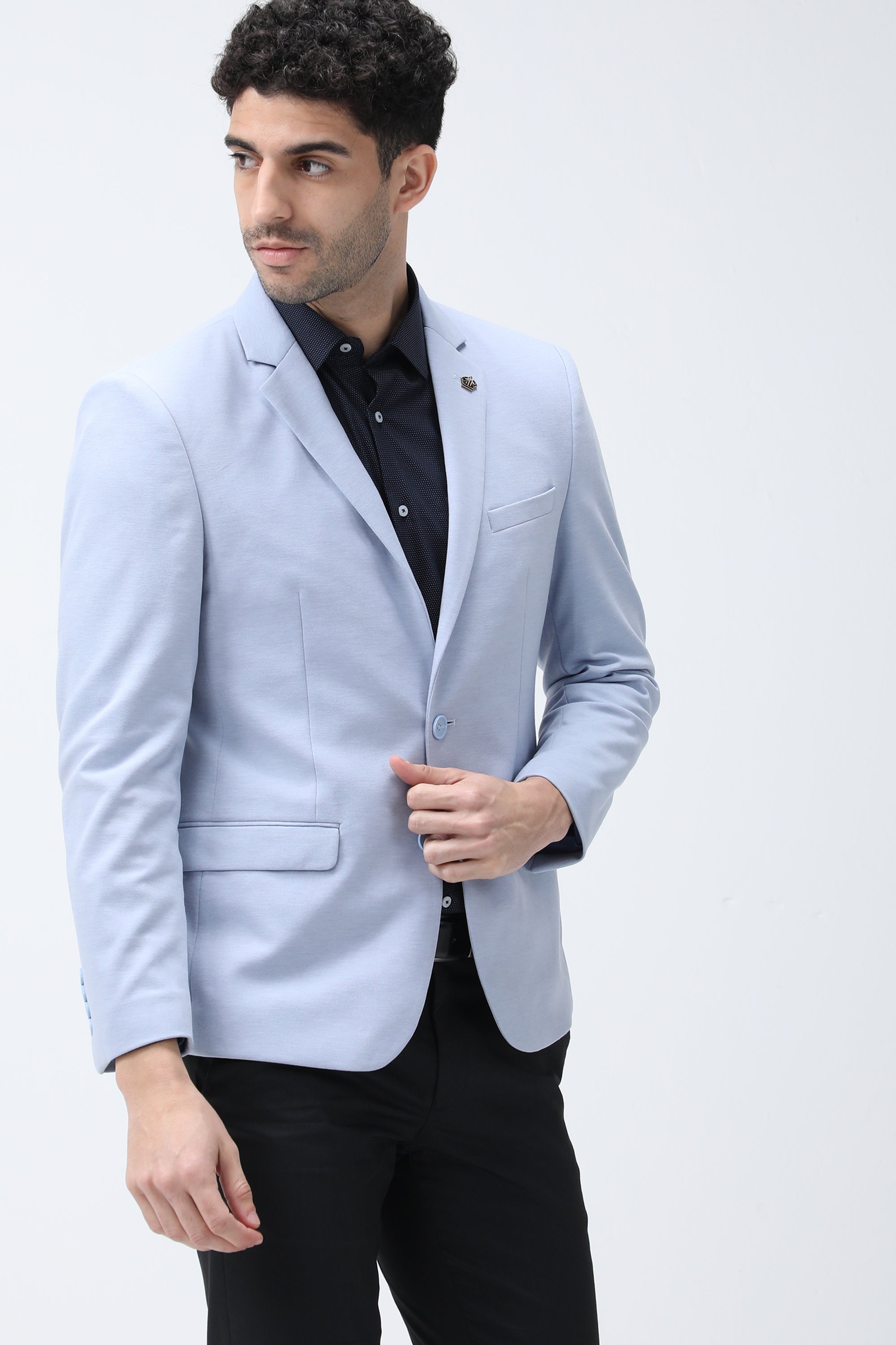 King Richard Slim Fit Knit Blazer - Blue