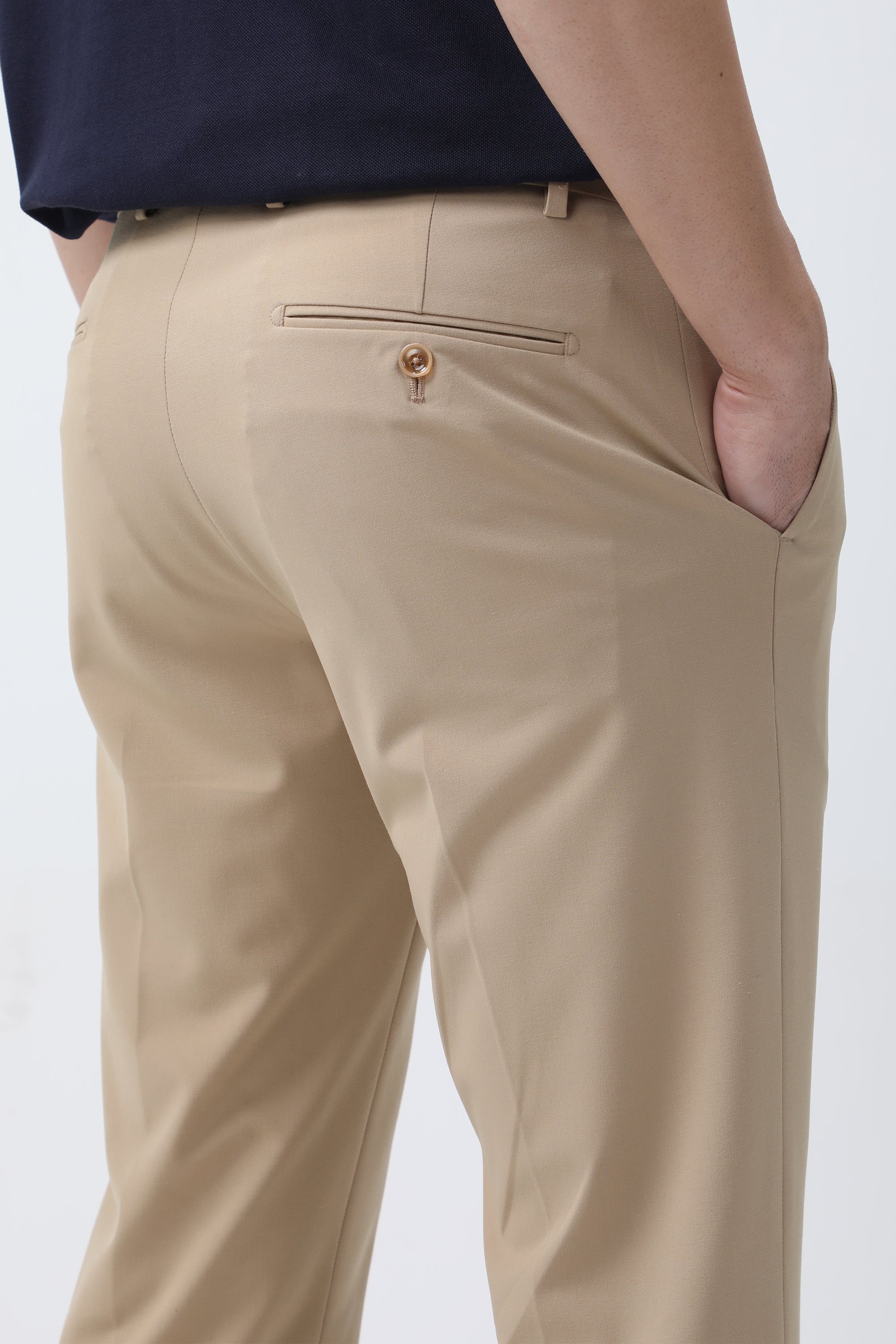 Bare Brown Stretch Slim Fit Cotton Chinos - Khaki