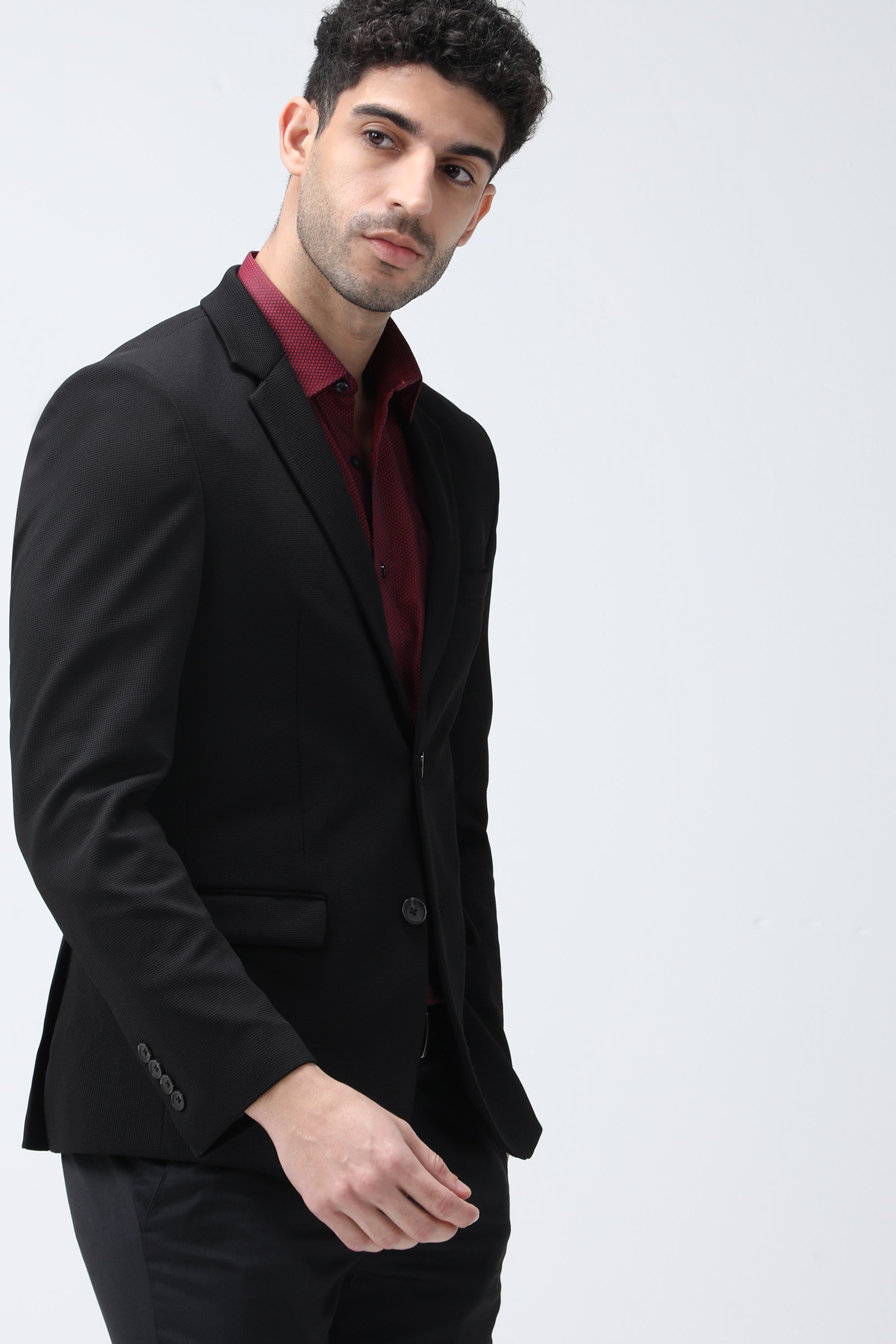 King Richard Slim Fit Knit Blazer - Black