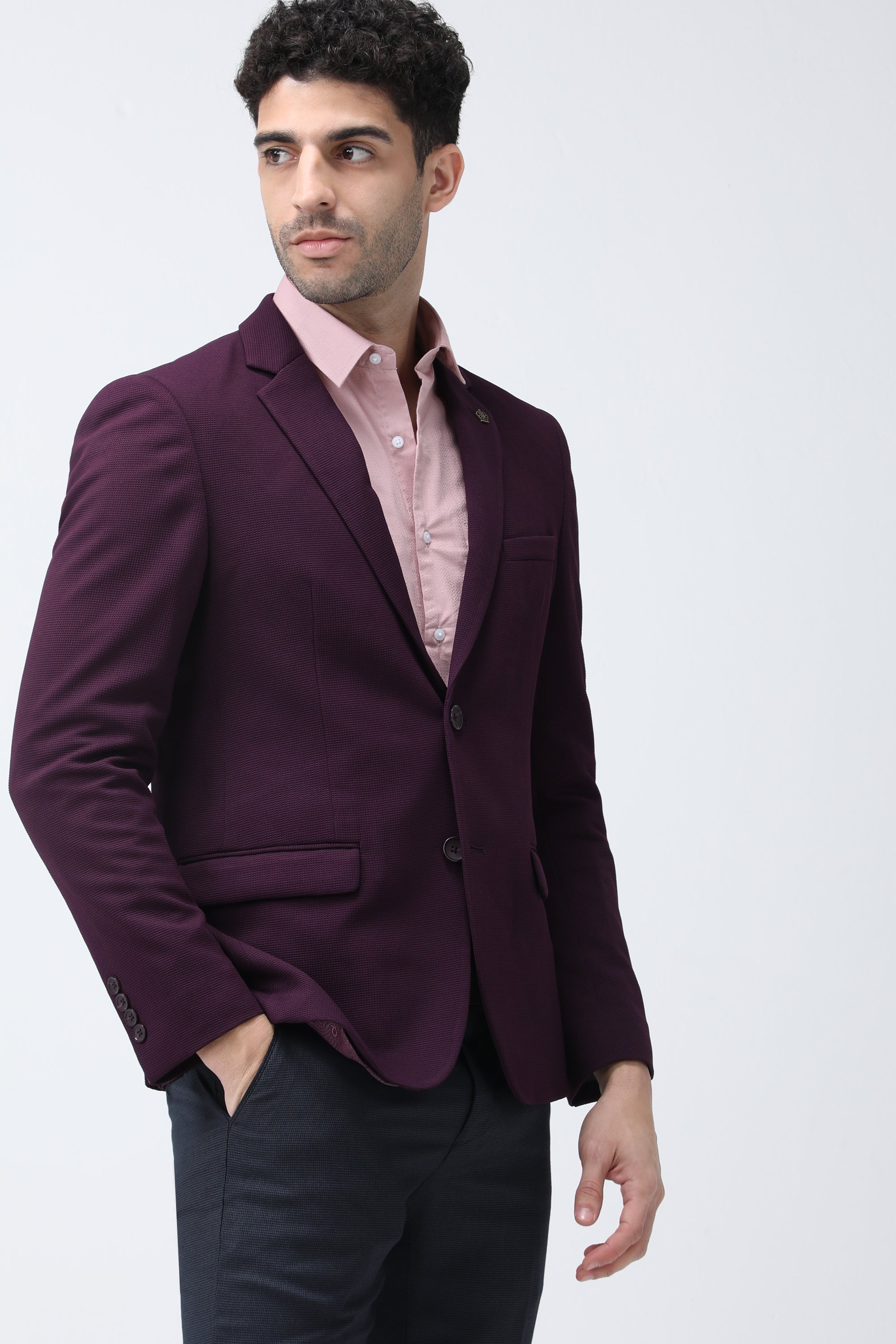 King Richard Slim Fit Knit Blazer - Wine