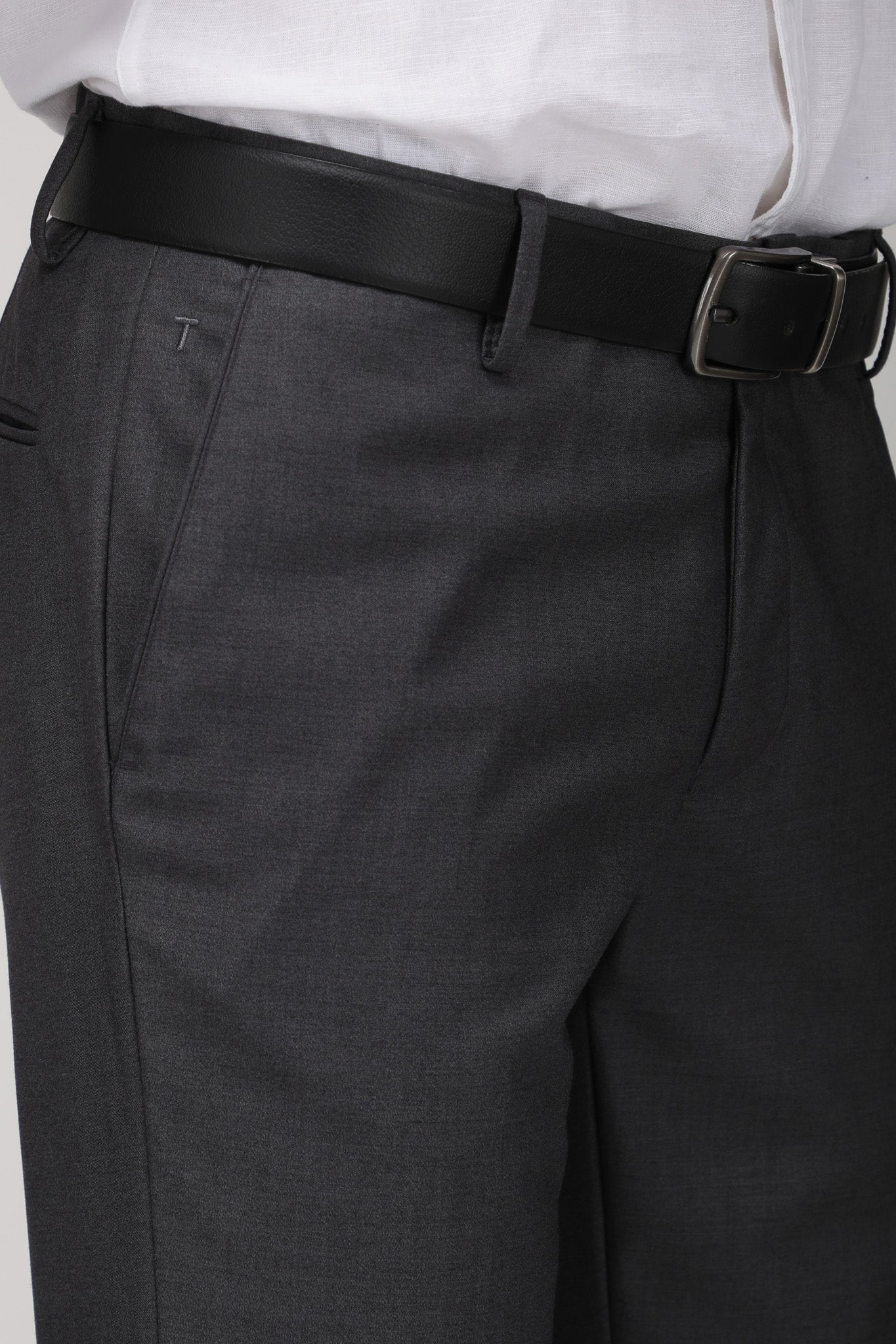 T the brand Mens Solid Slim Fit Trouser - Dark Grey