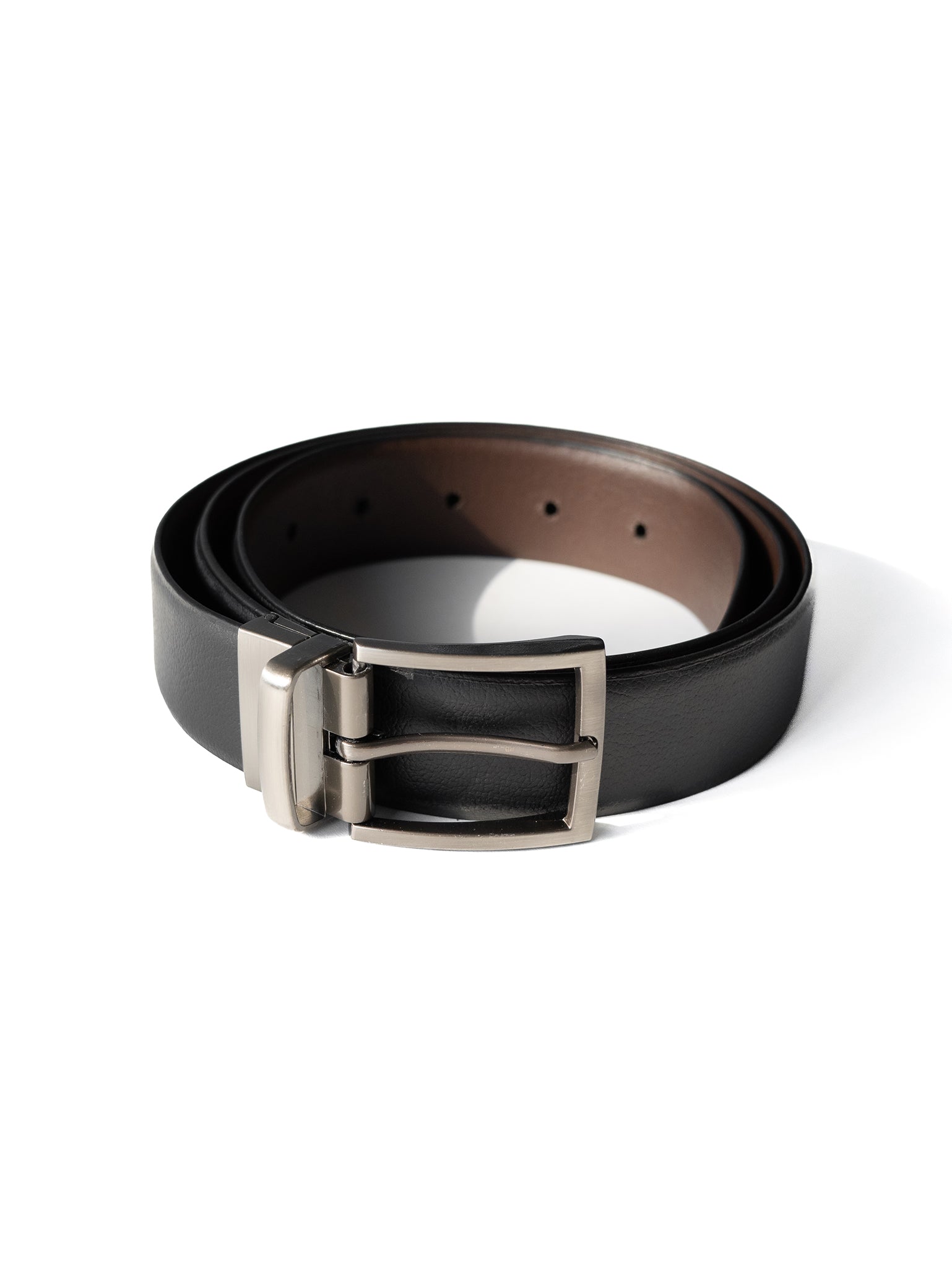 Men's  Black & Tan Reversible Textured Leather Belt