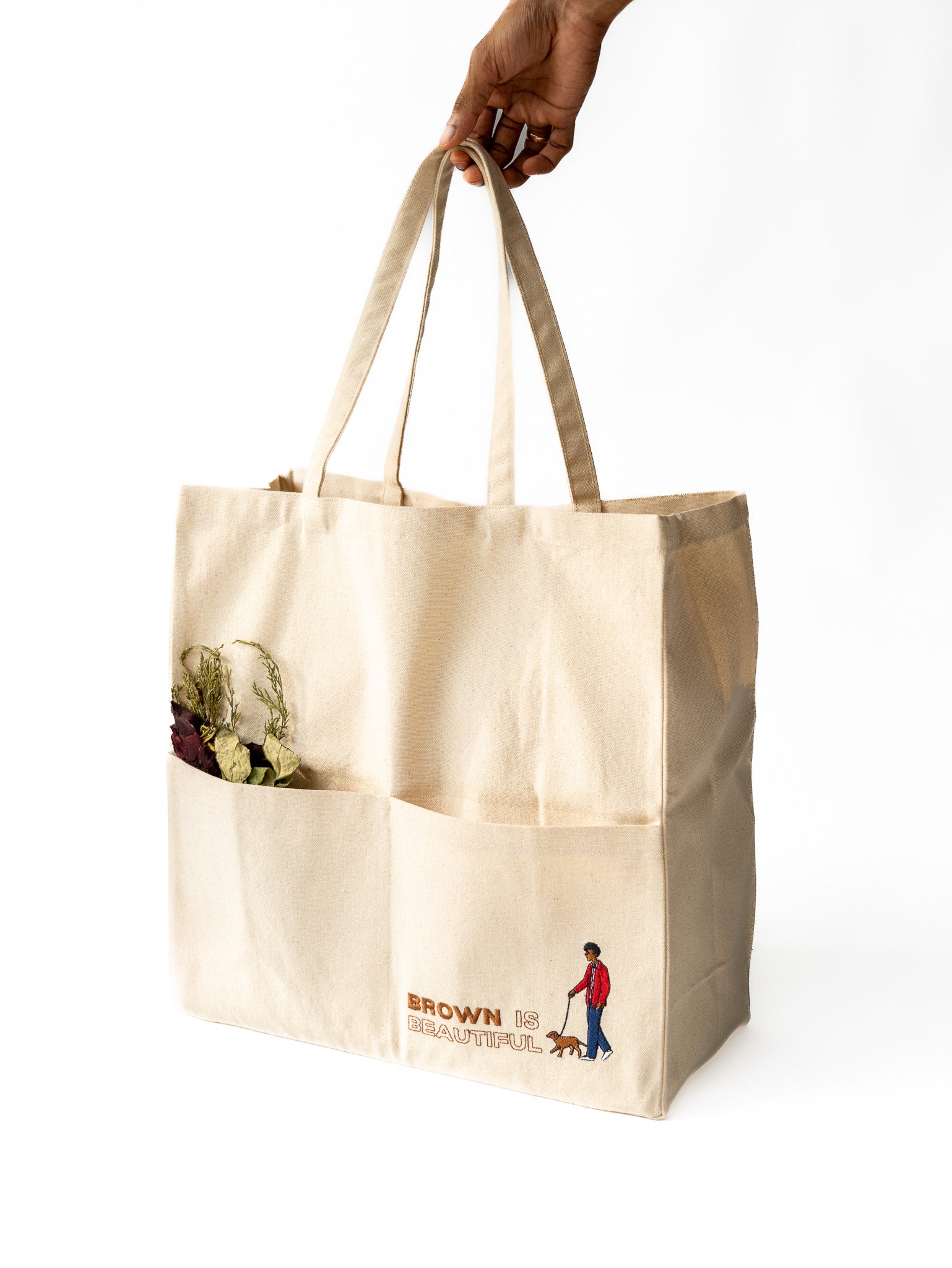 Mr. Brown with brown is beautiful text Off white Tote Bag
