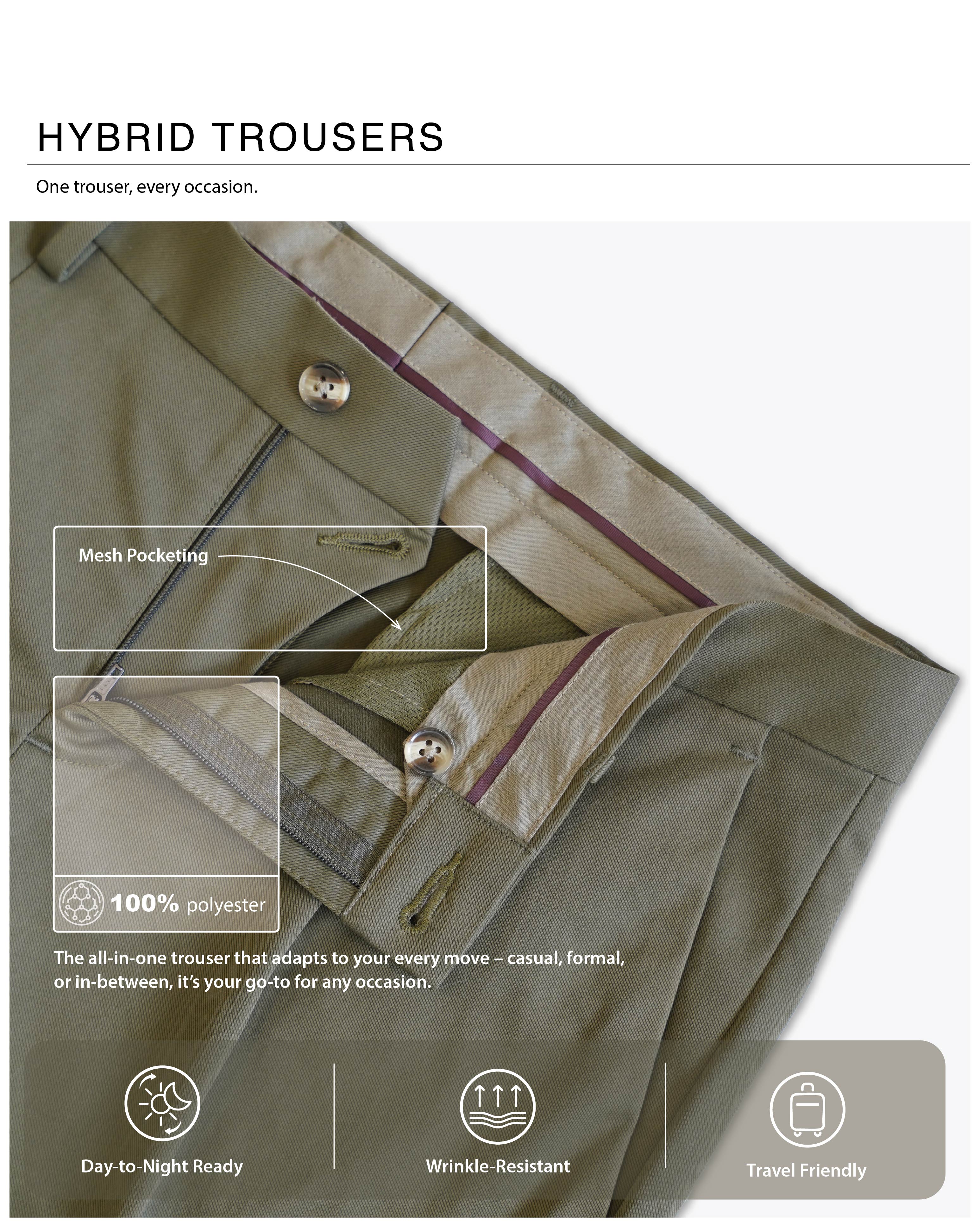 Bare Brown Slim Fit Hybrid Trouser - Olive