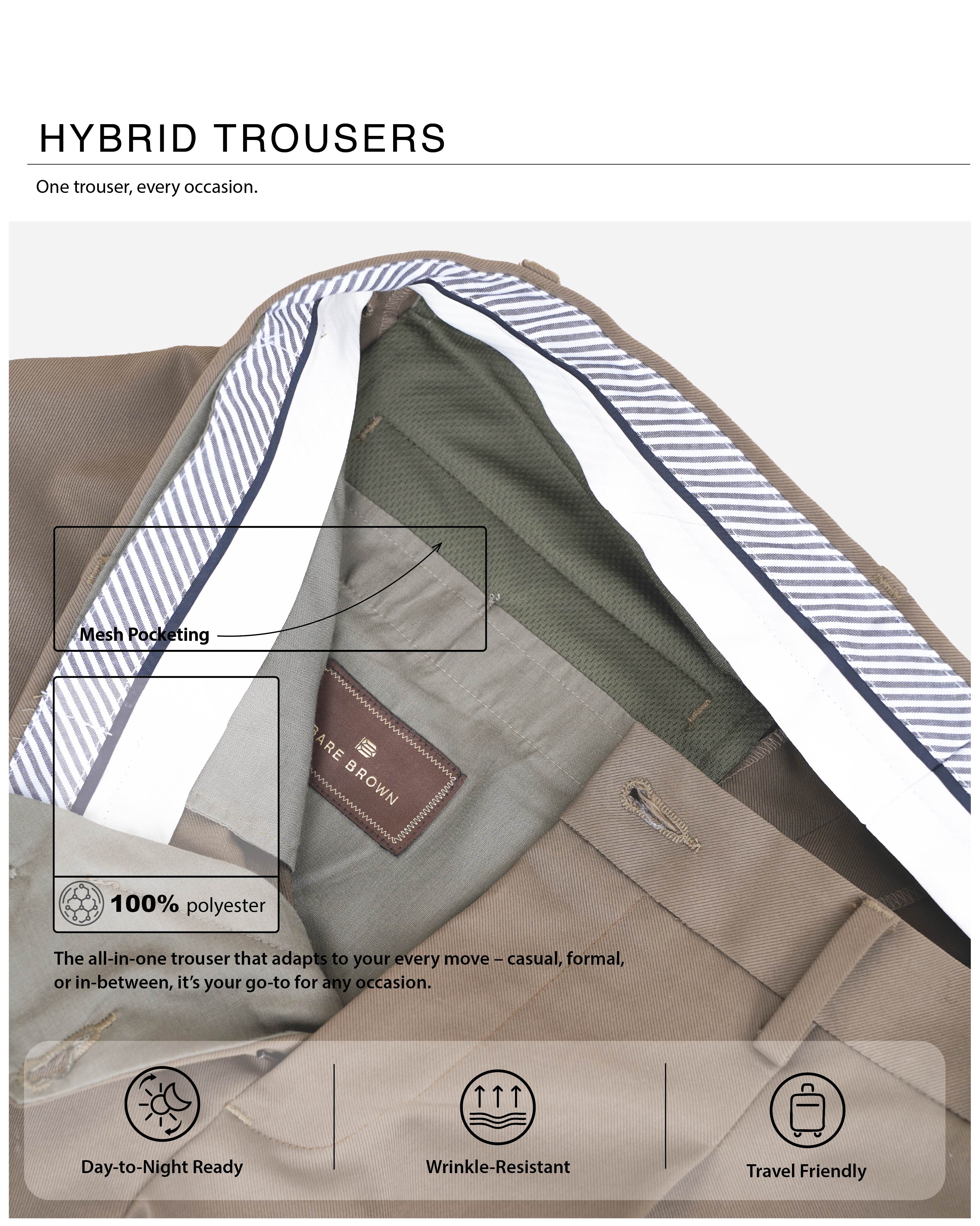 Bare Brown Slim Fit Hybrid Trouser - Olive