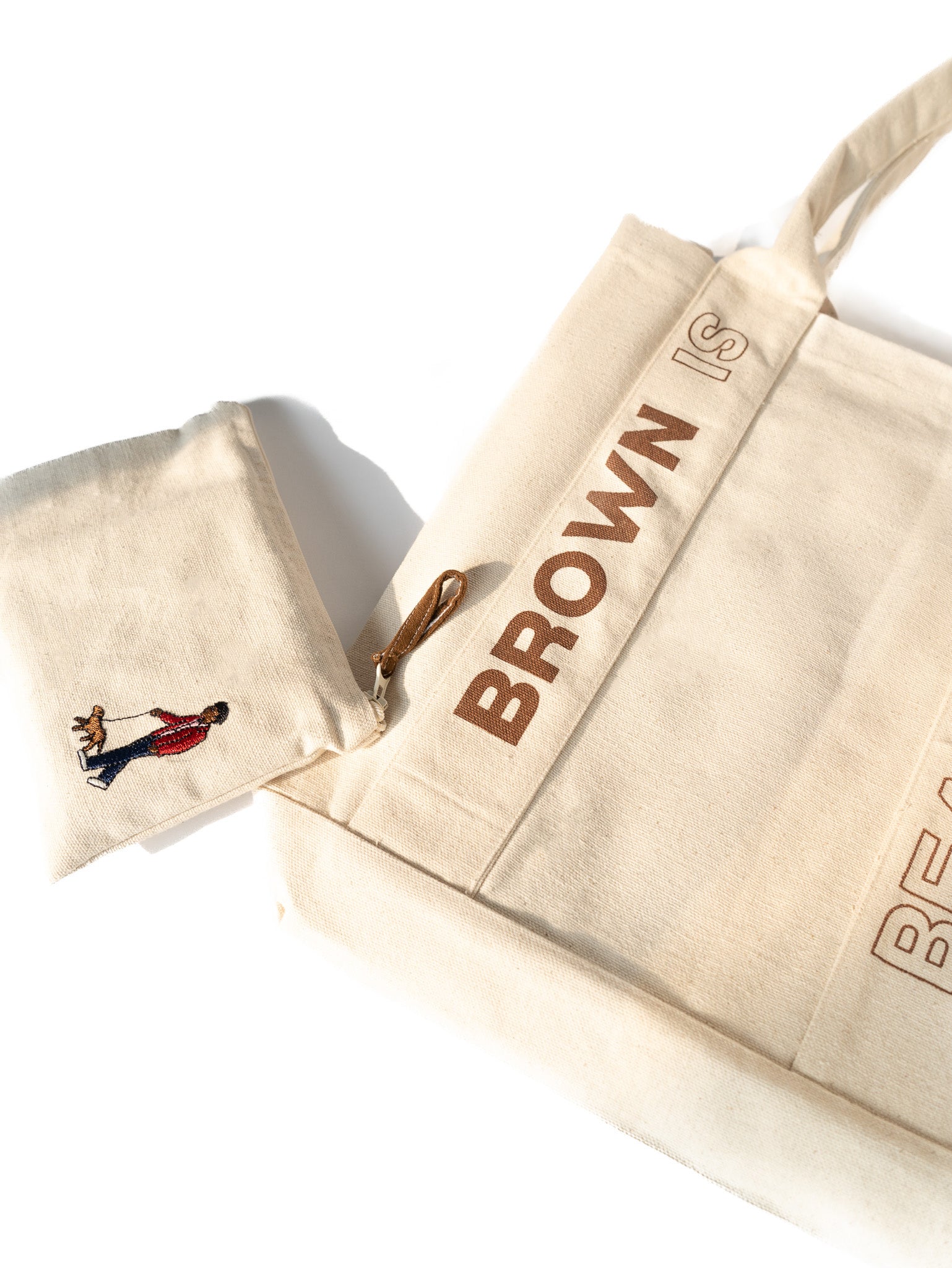 Brown is beautiful Tote Bag & Mr. Brown Off White Pouch