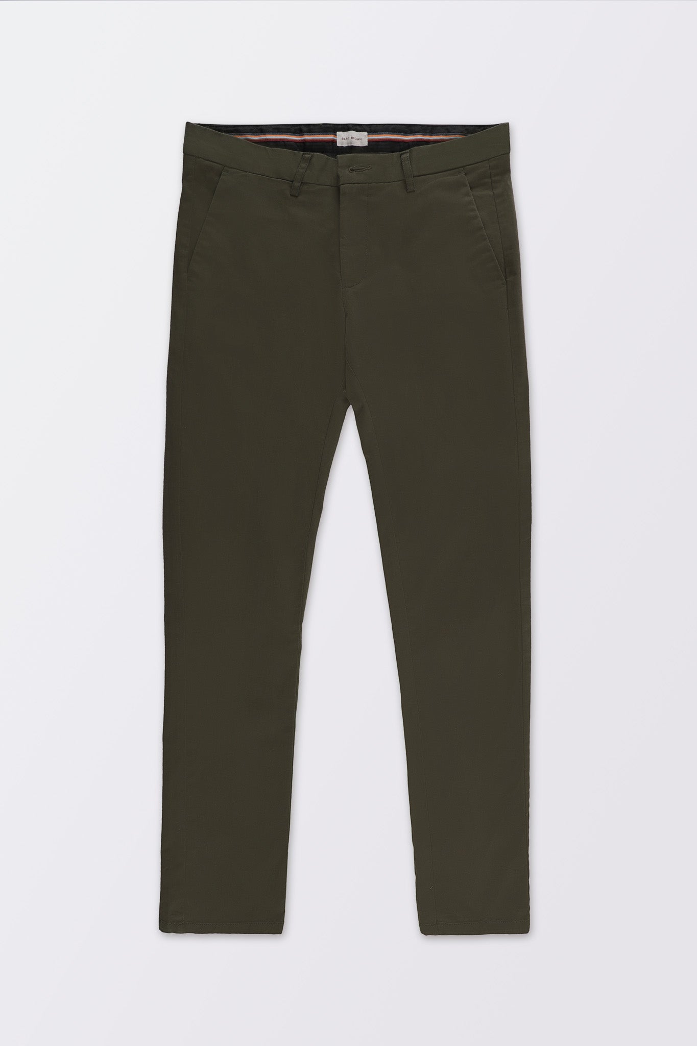 Bare Brown Stretch Slim Fit Cotton Chinos - Olive Green