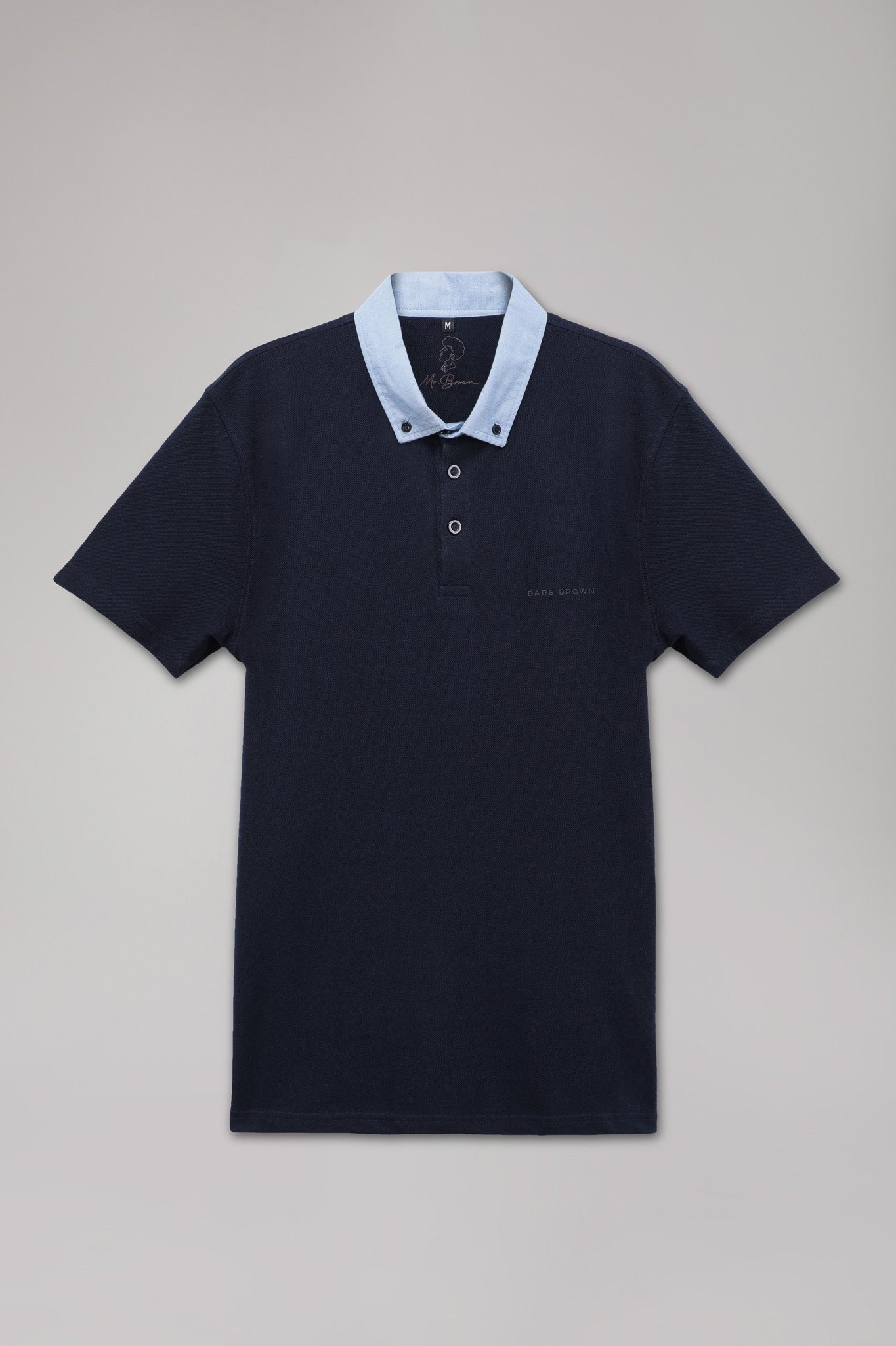 Bare Brown Navy Slim Fit Lightweight Polo T-Shirt