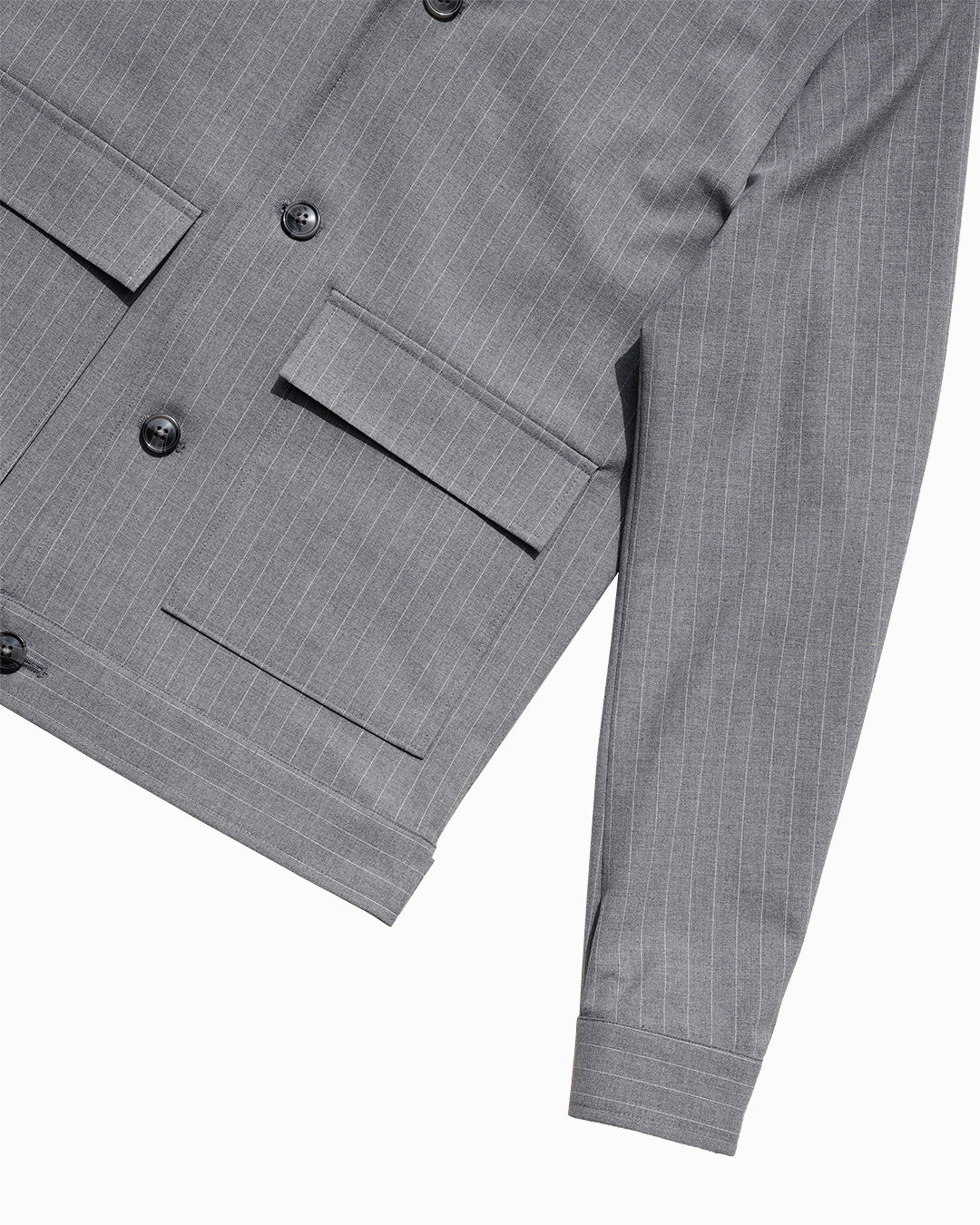 Bare Brown Striped Shacket - Grey