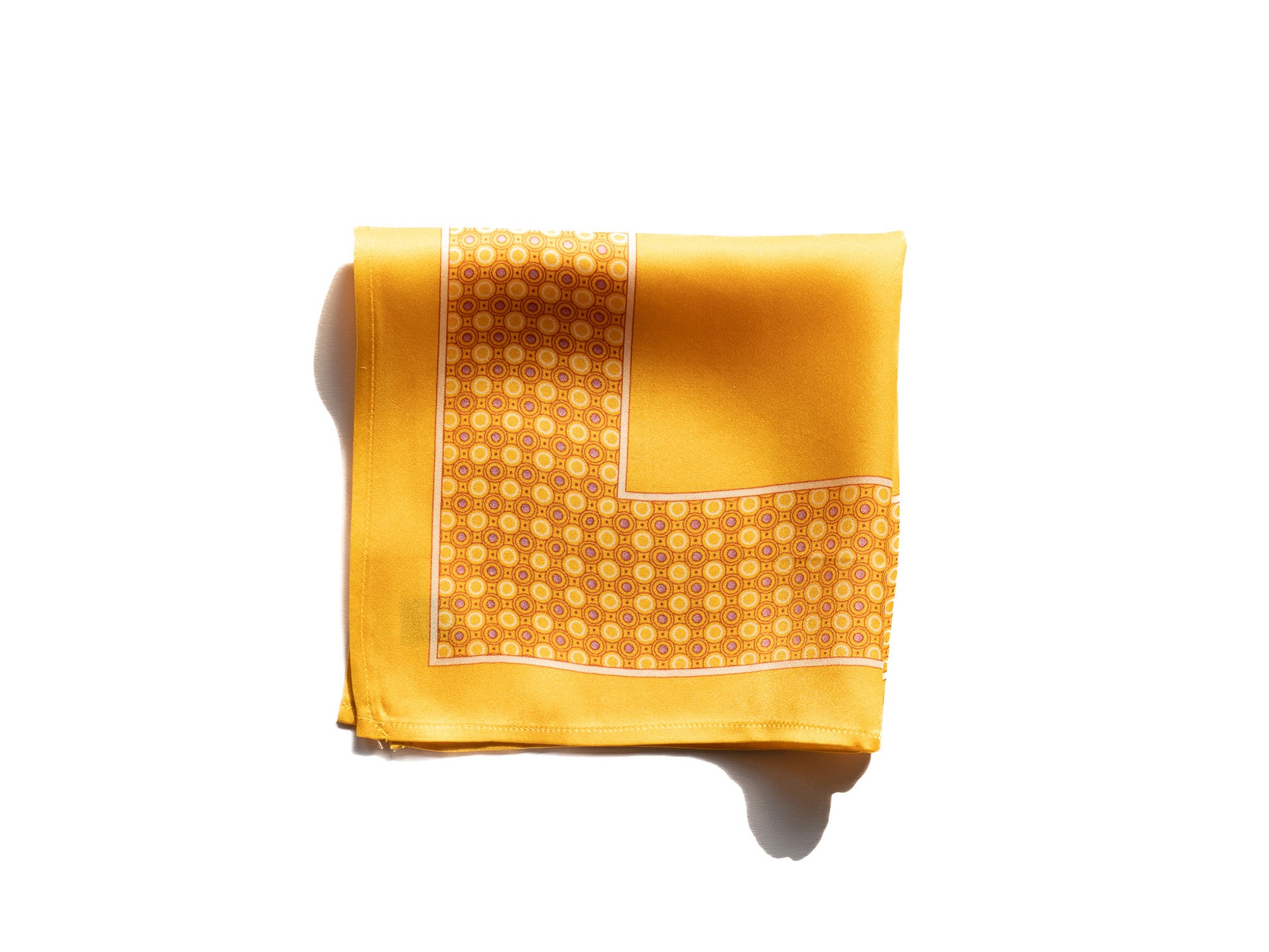 Printed Pocket Square Cloth Silk Handkerchief - Mustard Yellow