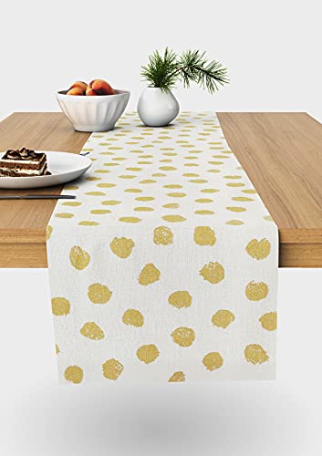 Avocado Linens Printed Cotton Dining Table Runner - Gold Print
