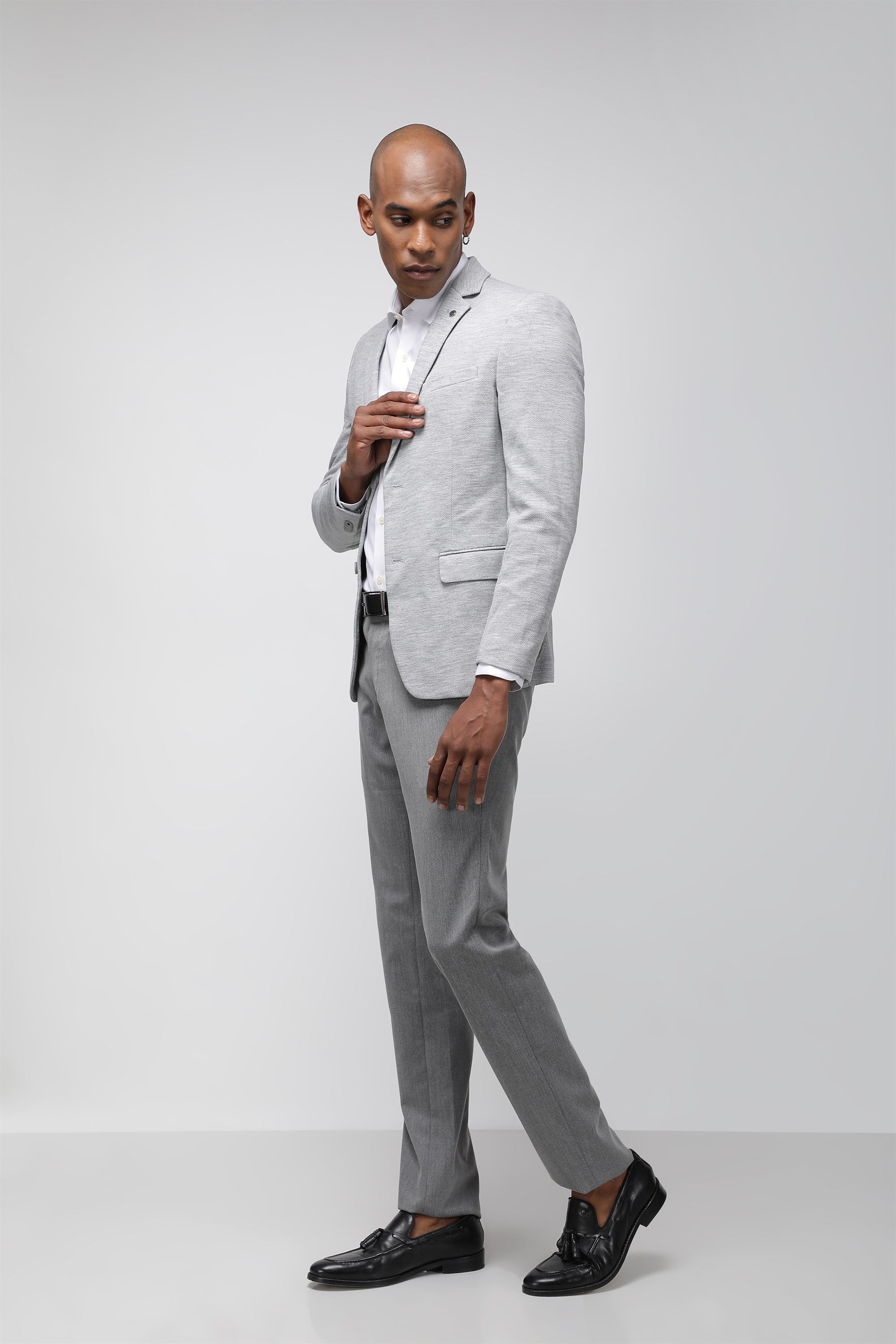 T the brand Super Slim Fit Knit Blazer - Grey