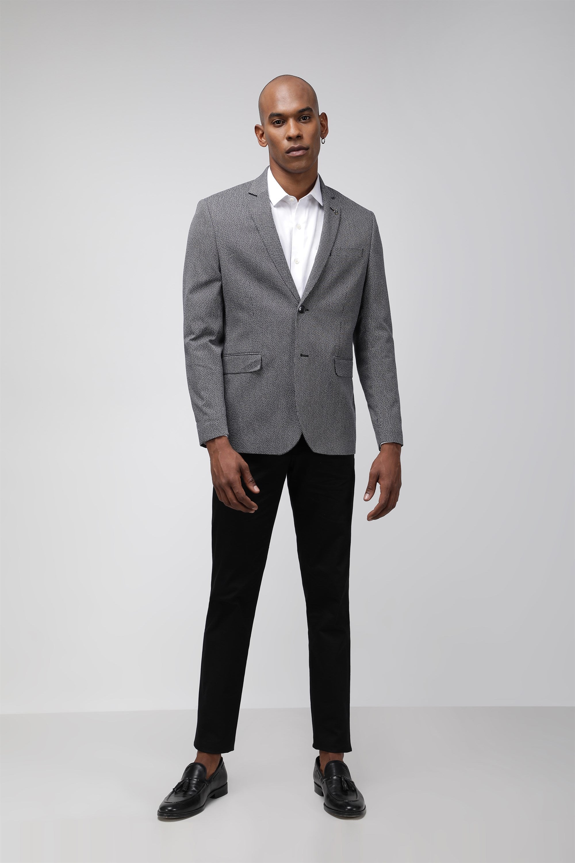 T the brand Super Slim Fit Fully Lined Woven Blazer - Grey