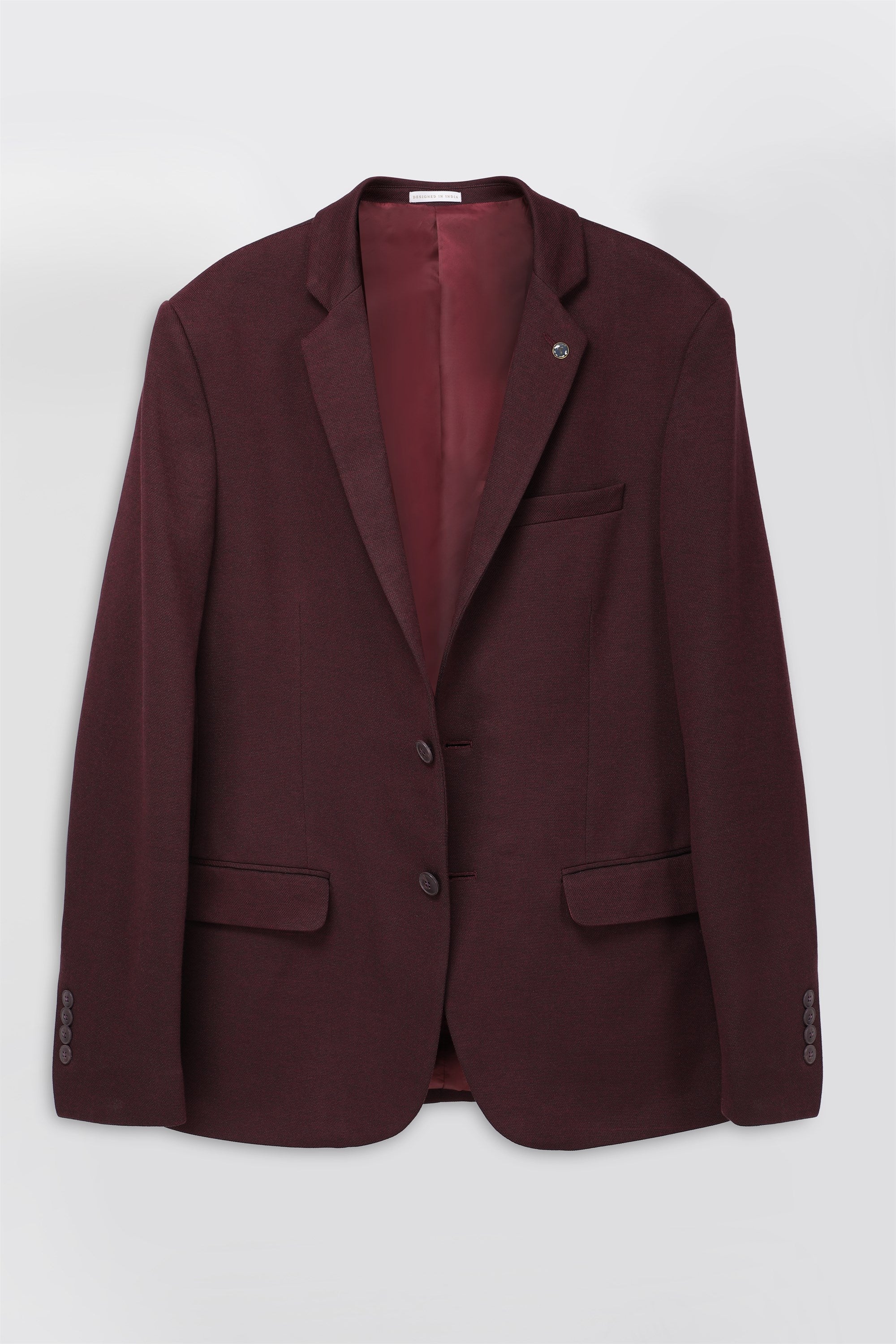 T the brand Slim Fit Fully Lined Knit Blazer - Maroon