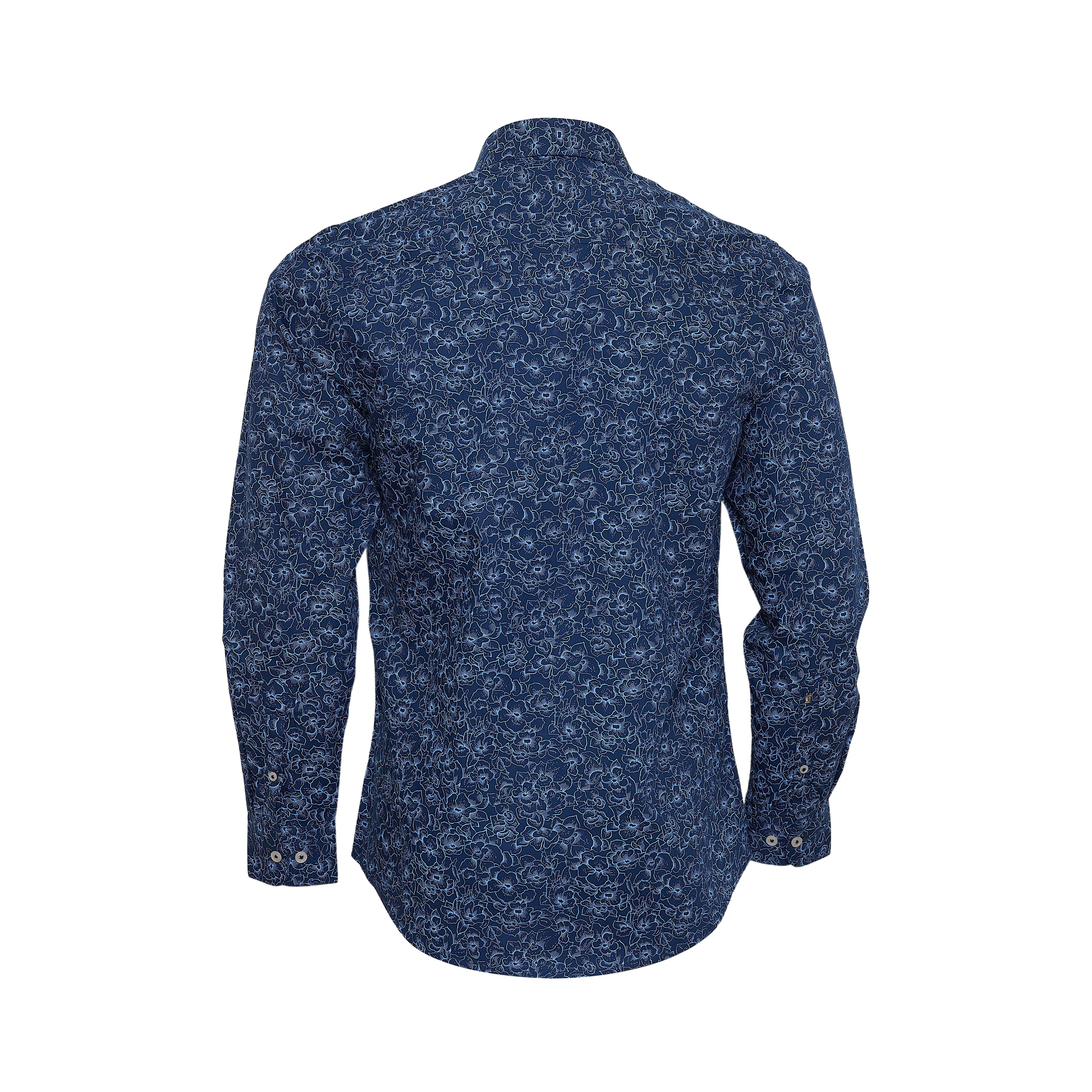 Superfine Cotton, Blue Floral Printed Full-sleeved shirt