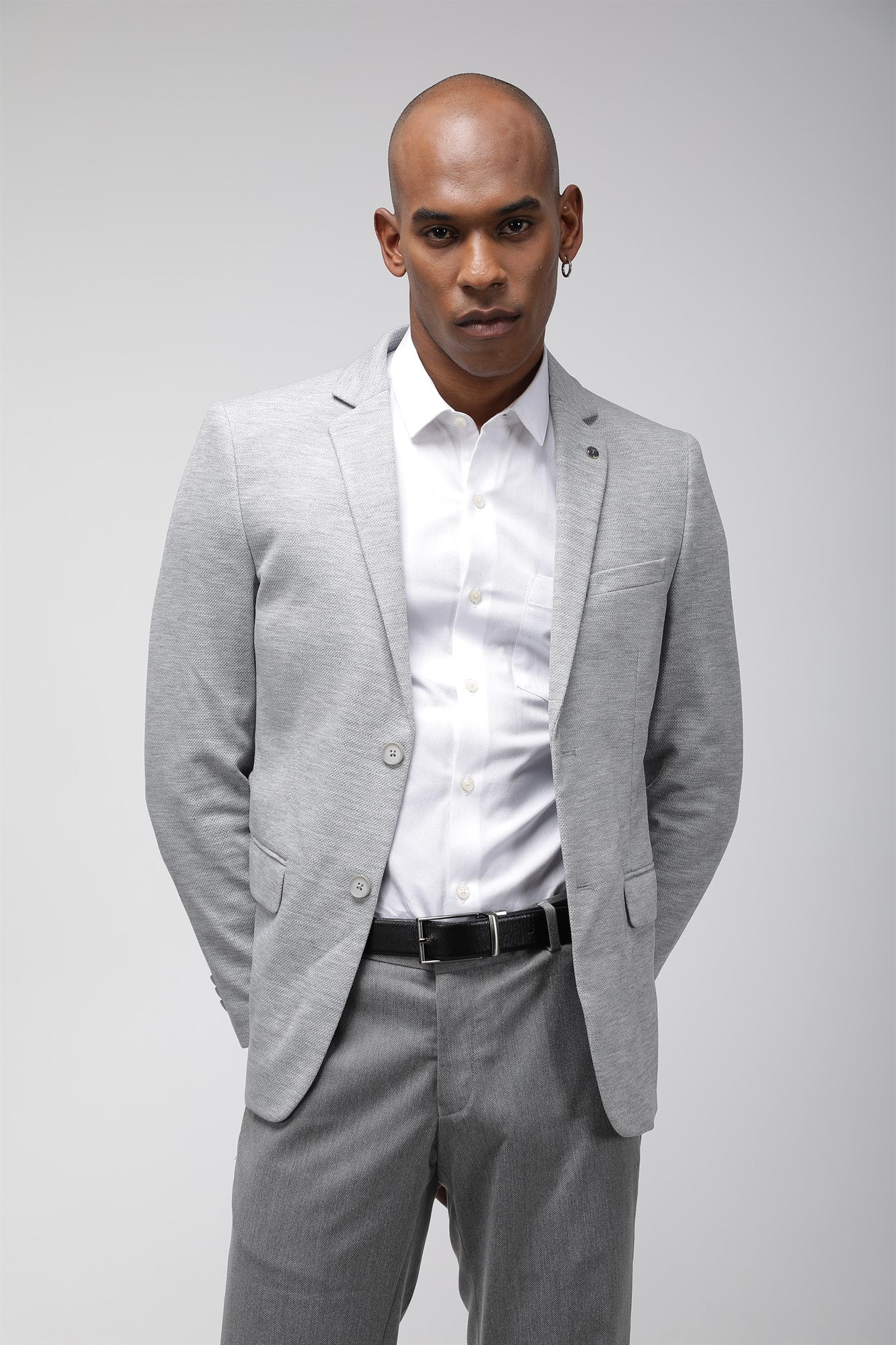 T the brand Super Slim Fit Knit Blazer - Grey