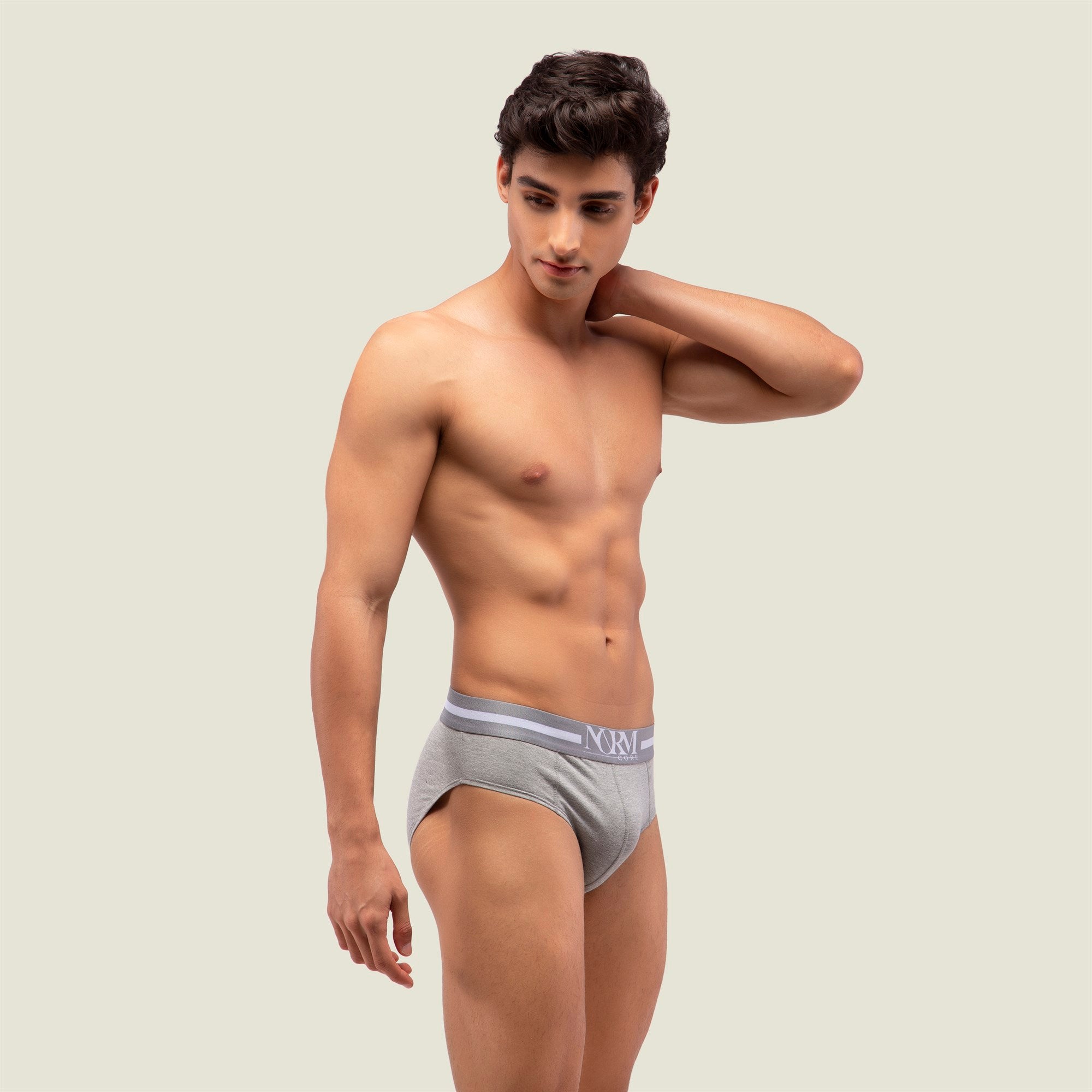 Normcore Cotton Innerwear - Grey Brief with Grey Waistband Underwear