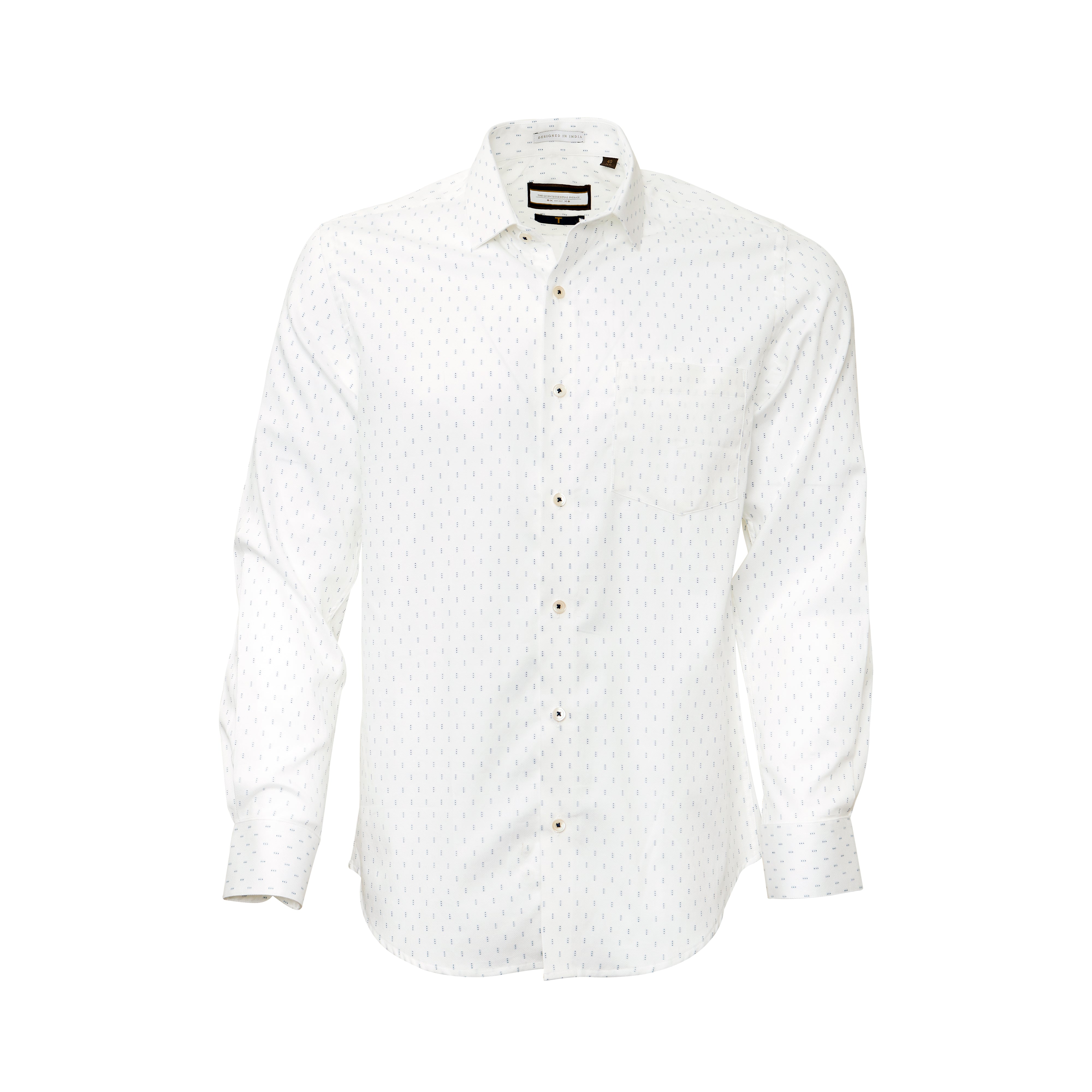 Printed Dobby White Full-sleeved shirt