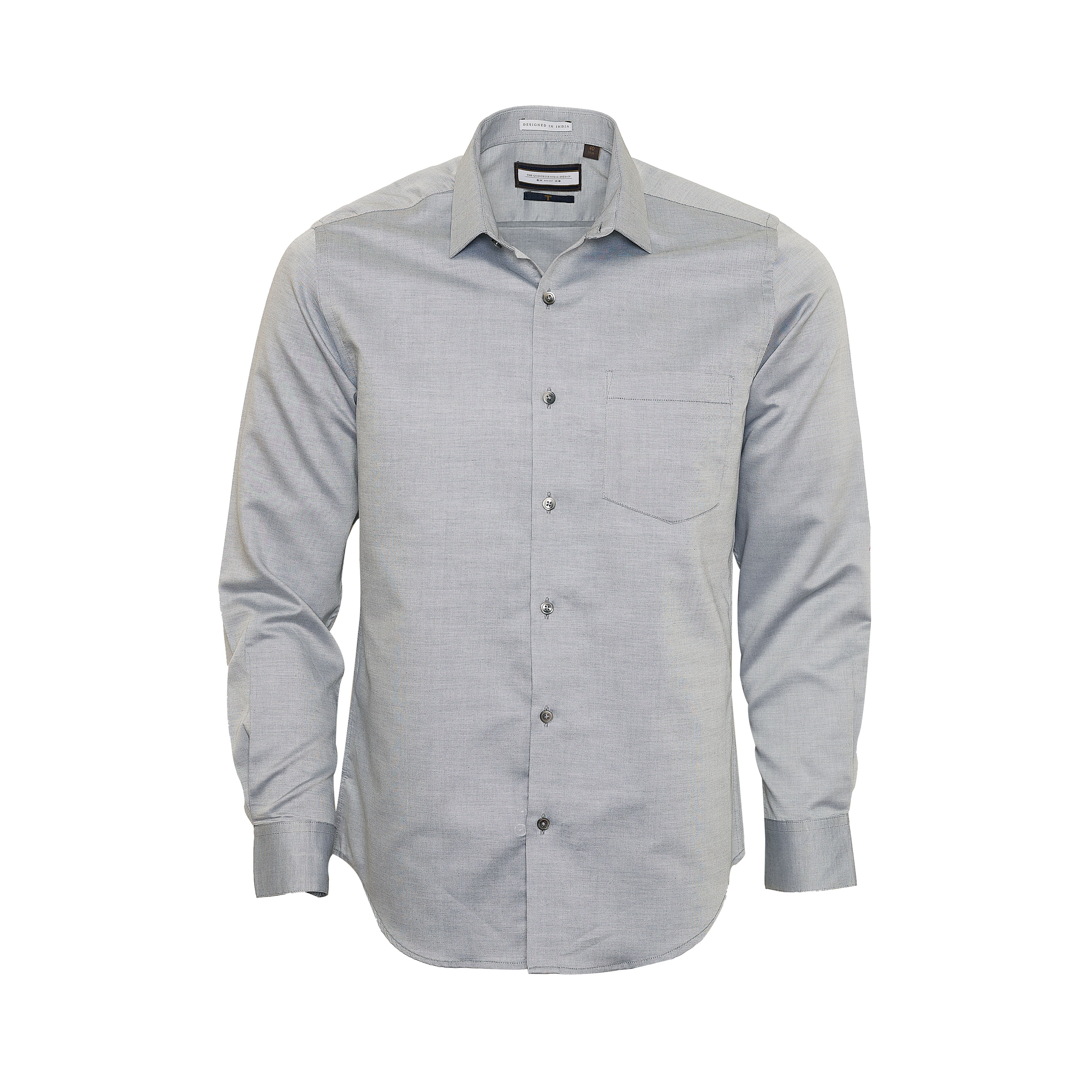 Superfine Supima Cotton, Steel Grey Full-sleeved shirt