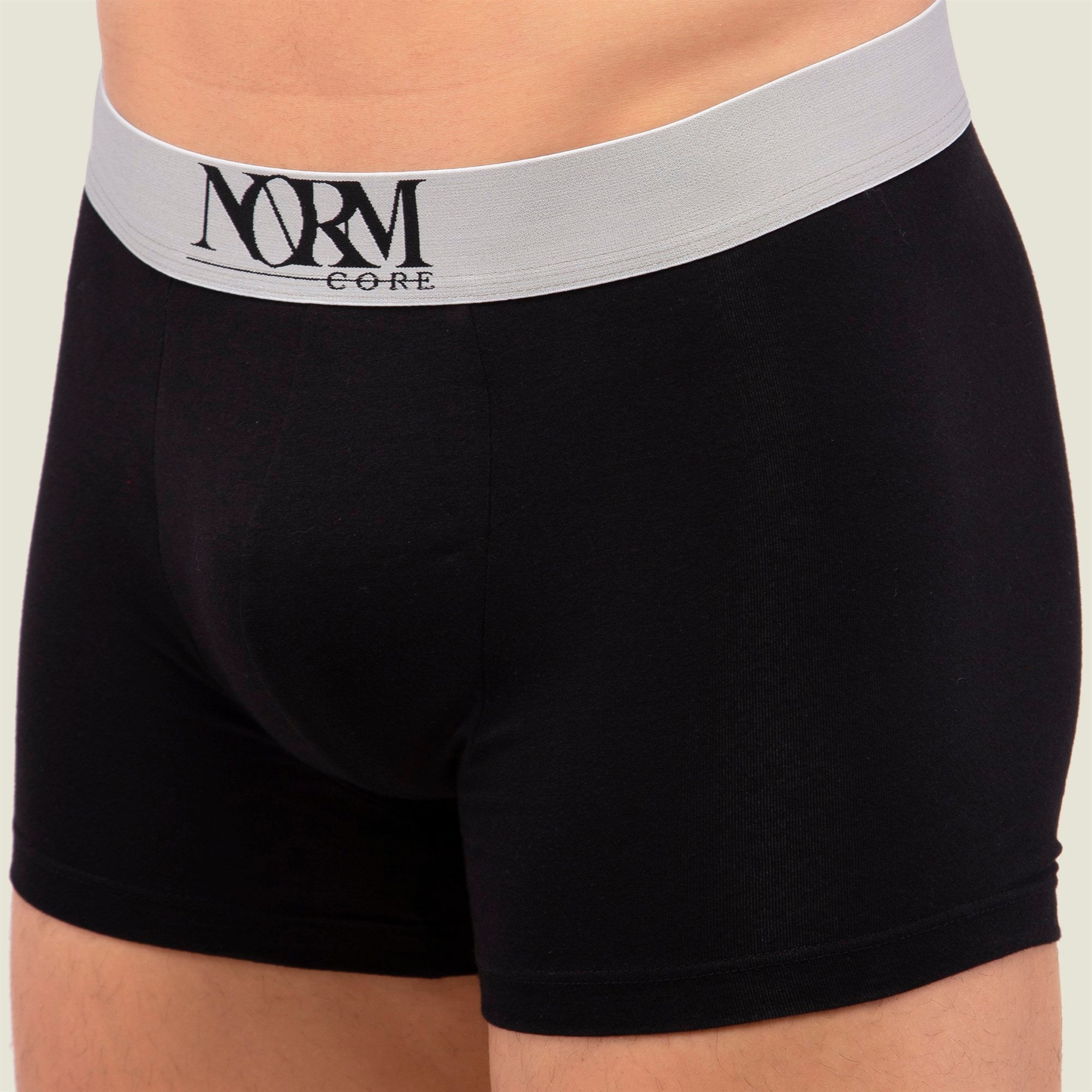 Normcore Cotton Innerwear - Black Trunk with Silver Waistband Underwear