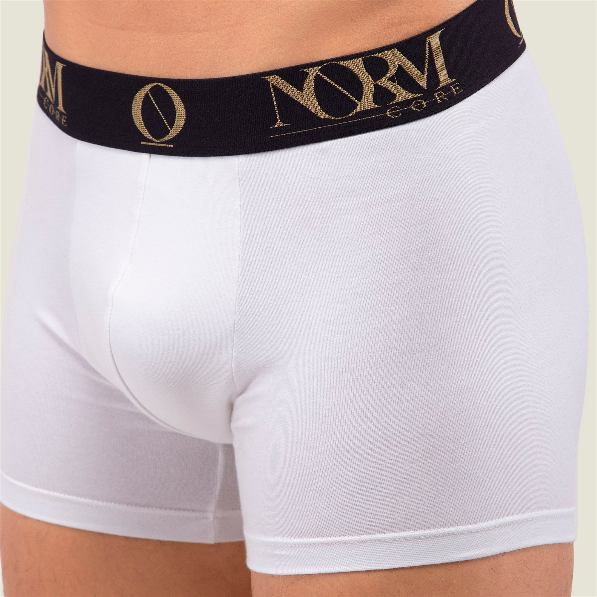 Normcore Cotton Innerwear - White Trunk with Gold Waistband Underwear