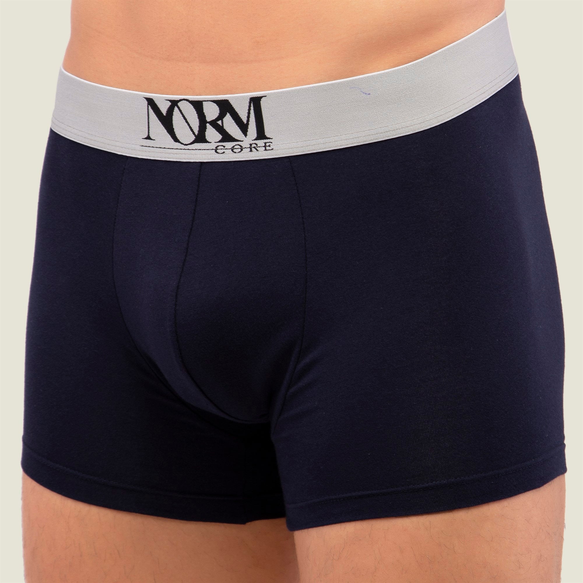 Normcore Cotton Innerwear - Navy Blue Trunk with Silver Waistband Underwear