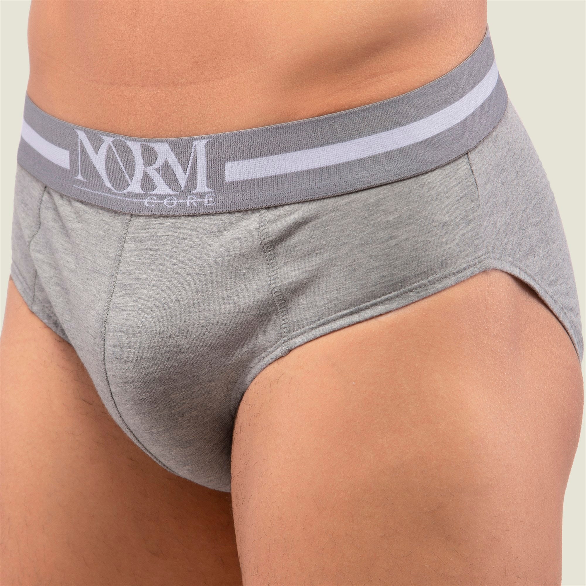 Normcore Cotton Innerwear - Grey Brief with Grey Waistband Underwear