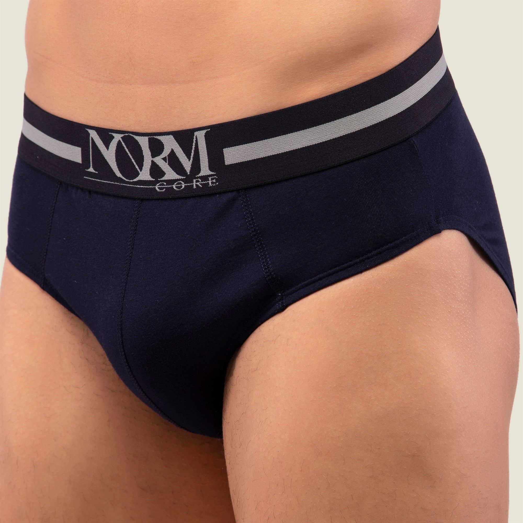Normcore Cotton Innerwear - Navy Blue Brief with Black Waistband Underwear
