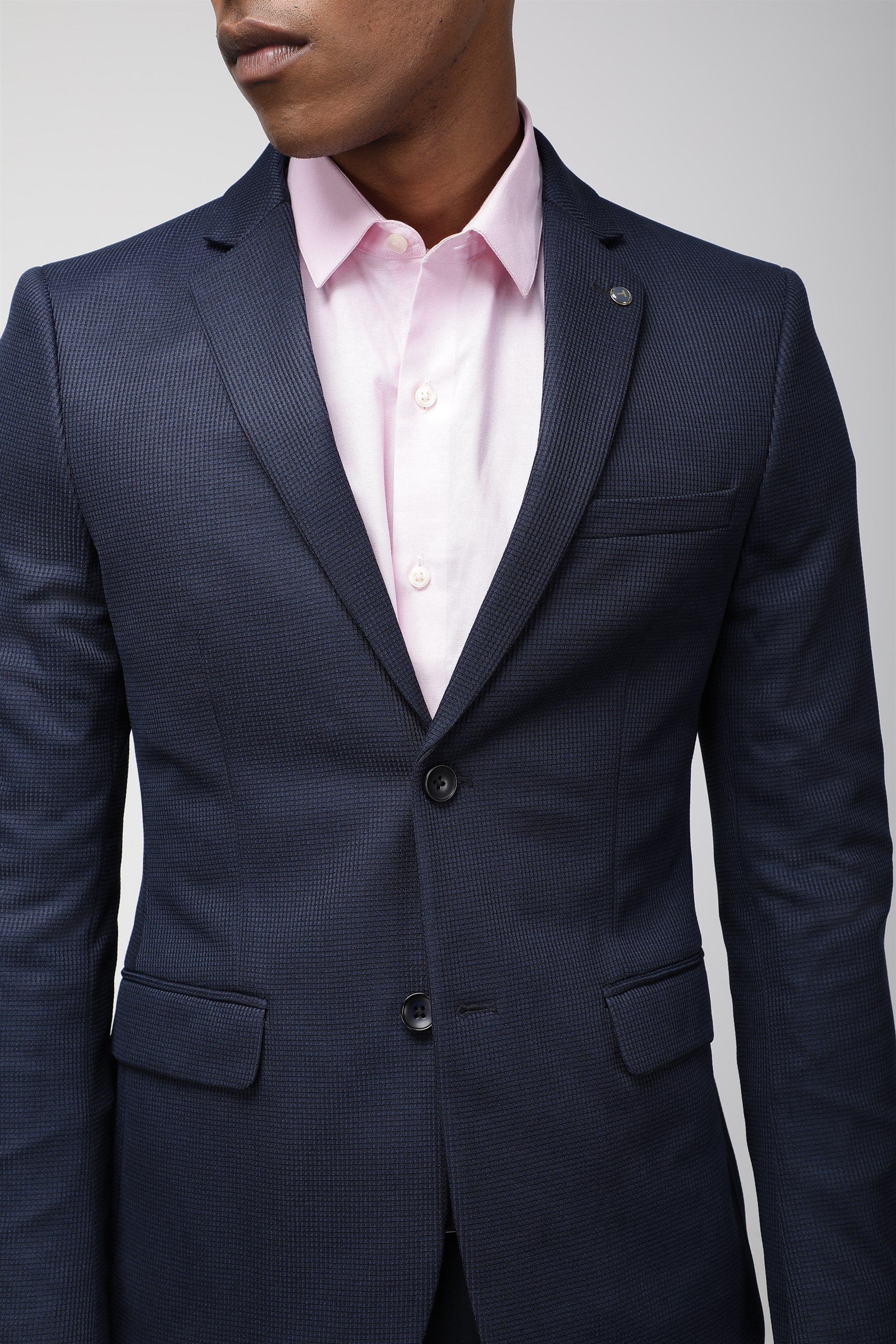 T the brand Super Slim Fit Fully Lined Knit Blazer - Blue