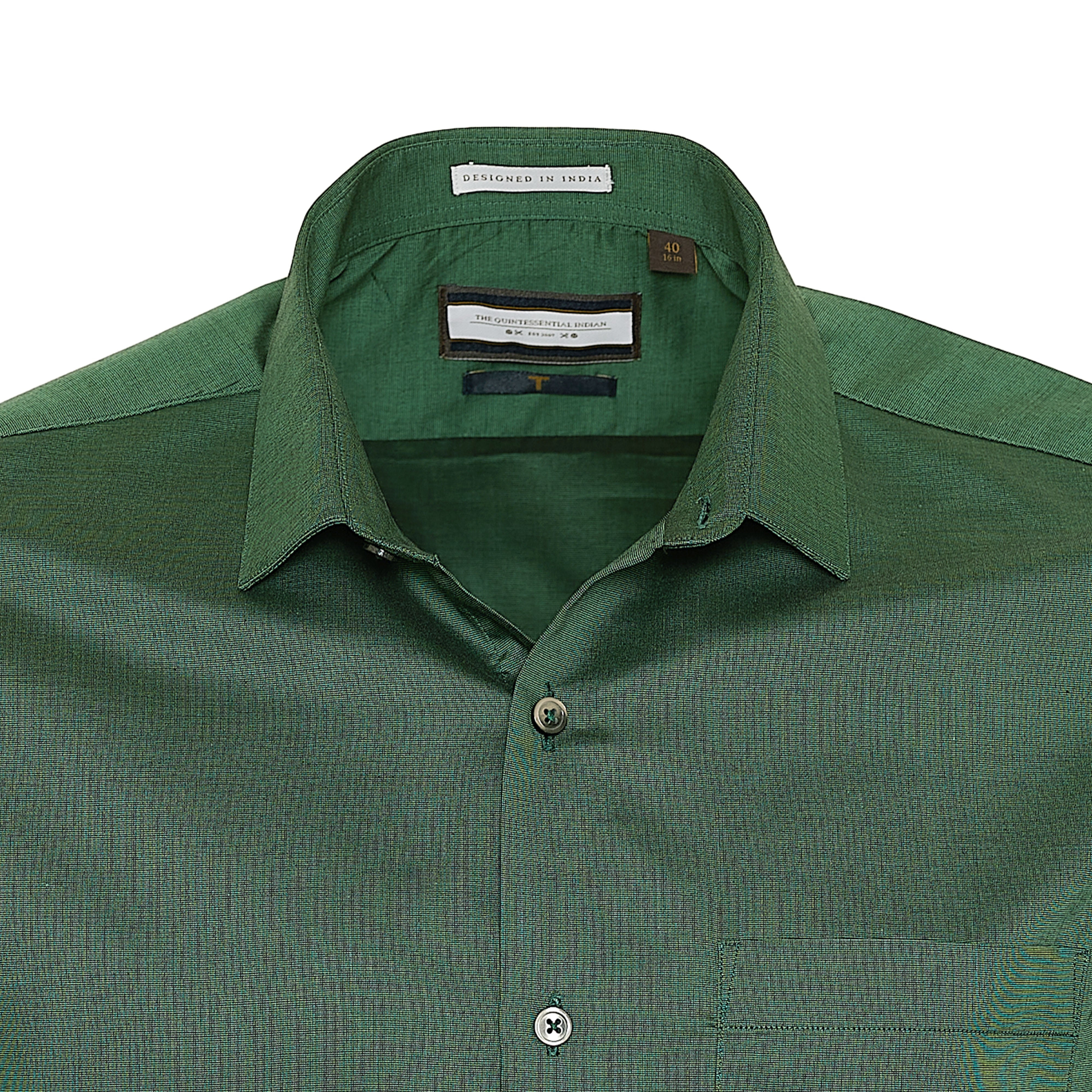 Superfine Supima Cotton, Dark Green Full-sleeved shirt