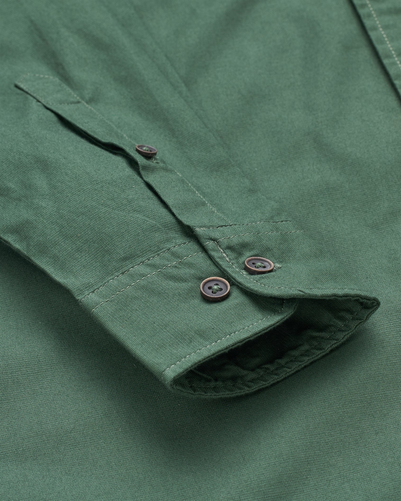 Bare Brown - Dark Green Stretch Cotton Shirt, Slim Fit