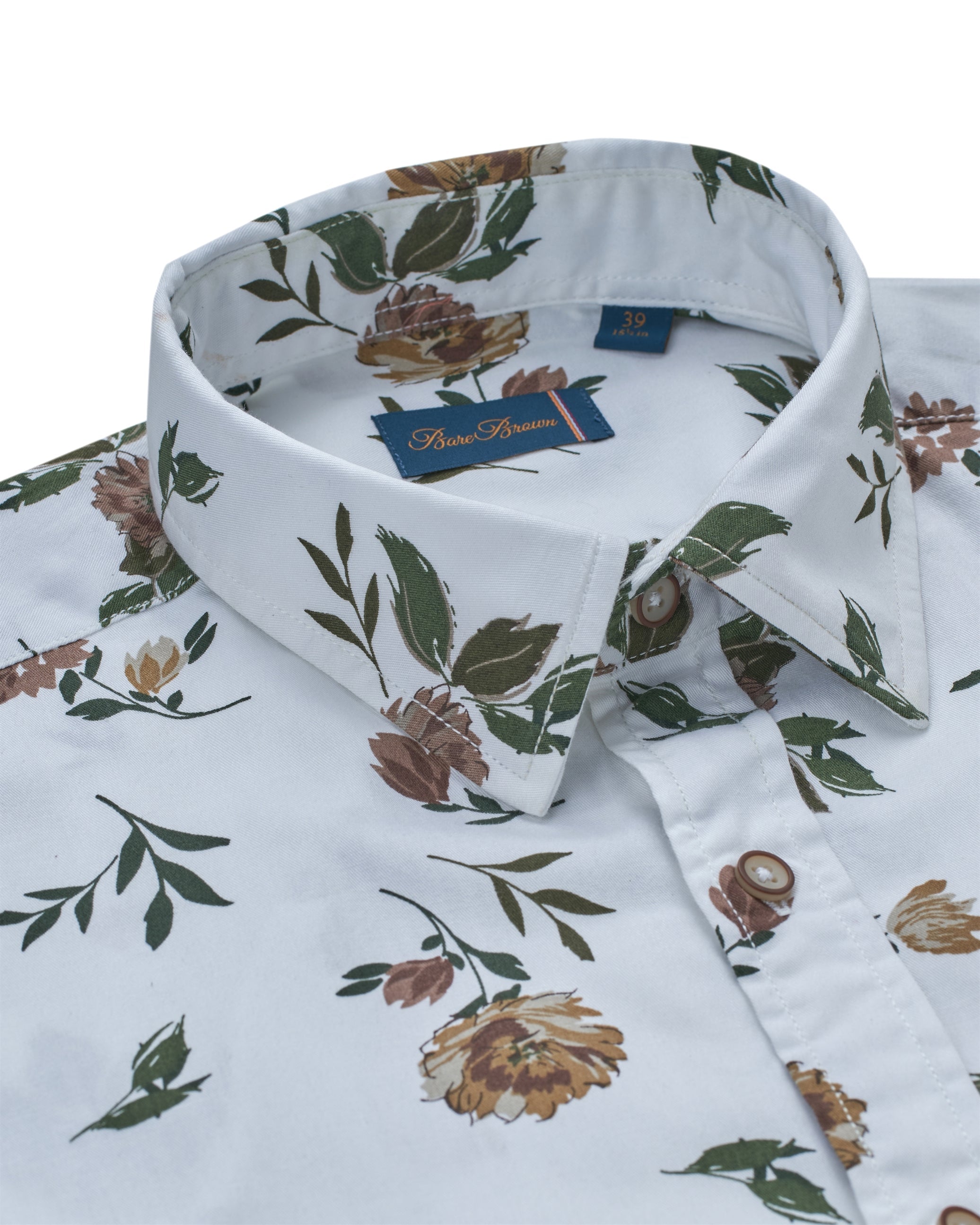 Bare Brown - Floral Print Full Sleeve Shirt, Slim Fit