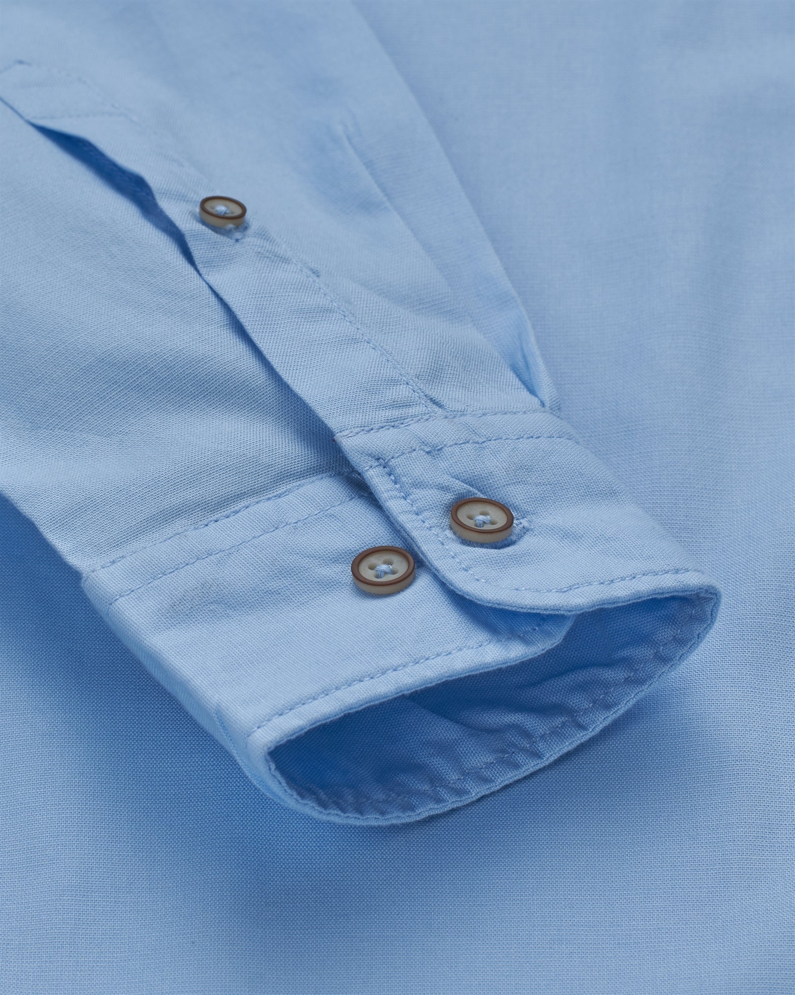 Bare Brown - Light Blue Stretch Cotton Shirt, Slim Fit