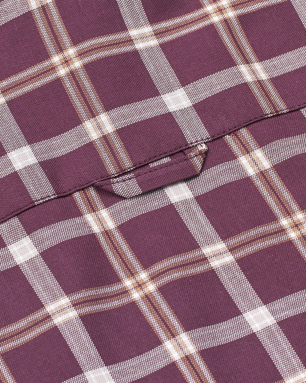 Bare Brown Cotton Check Shirt - Slim Fit with Full Sleeves - Wine