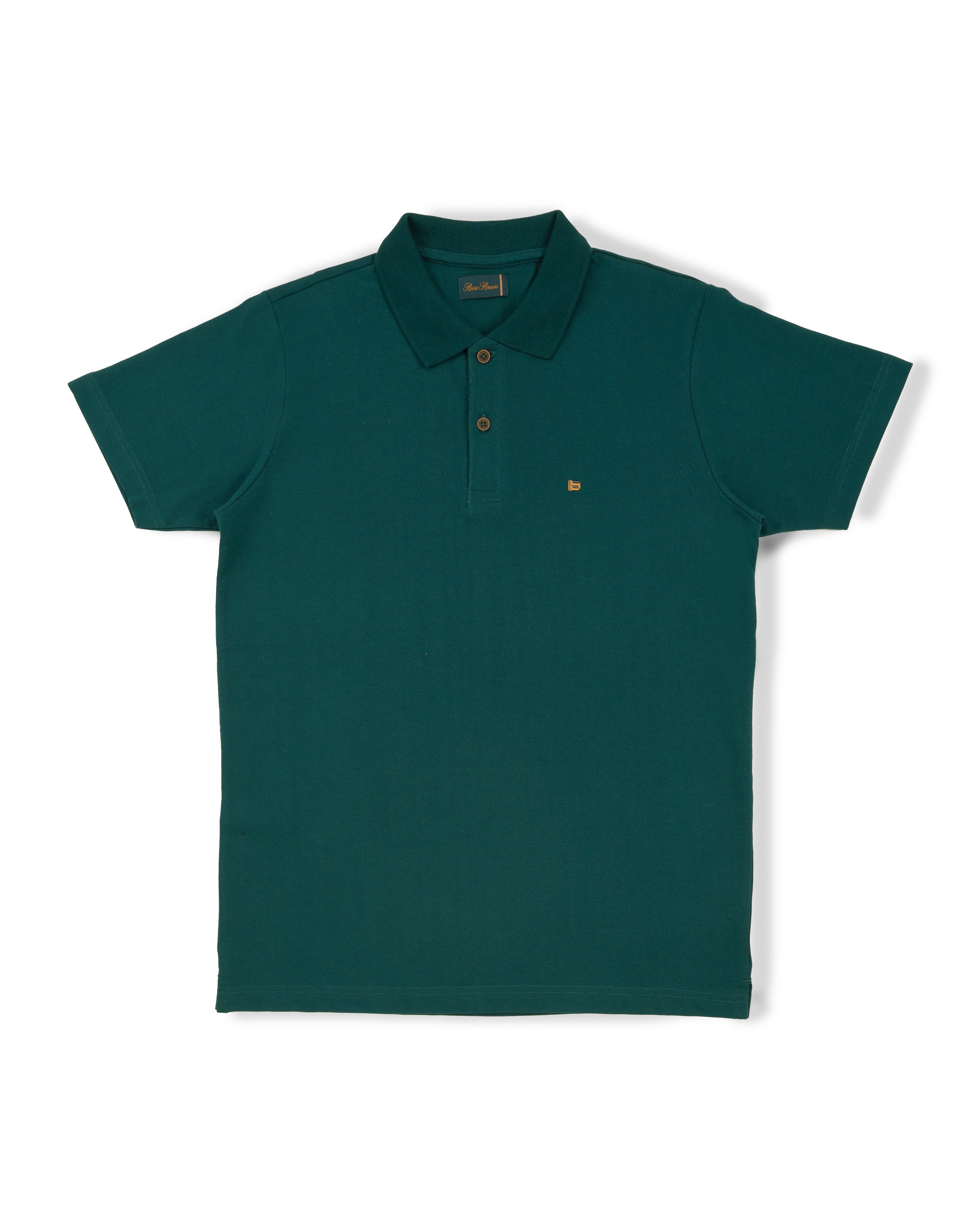 Bare Brown Teal Slim Fit Lightweight Polo T-Shirt