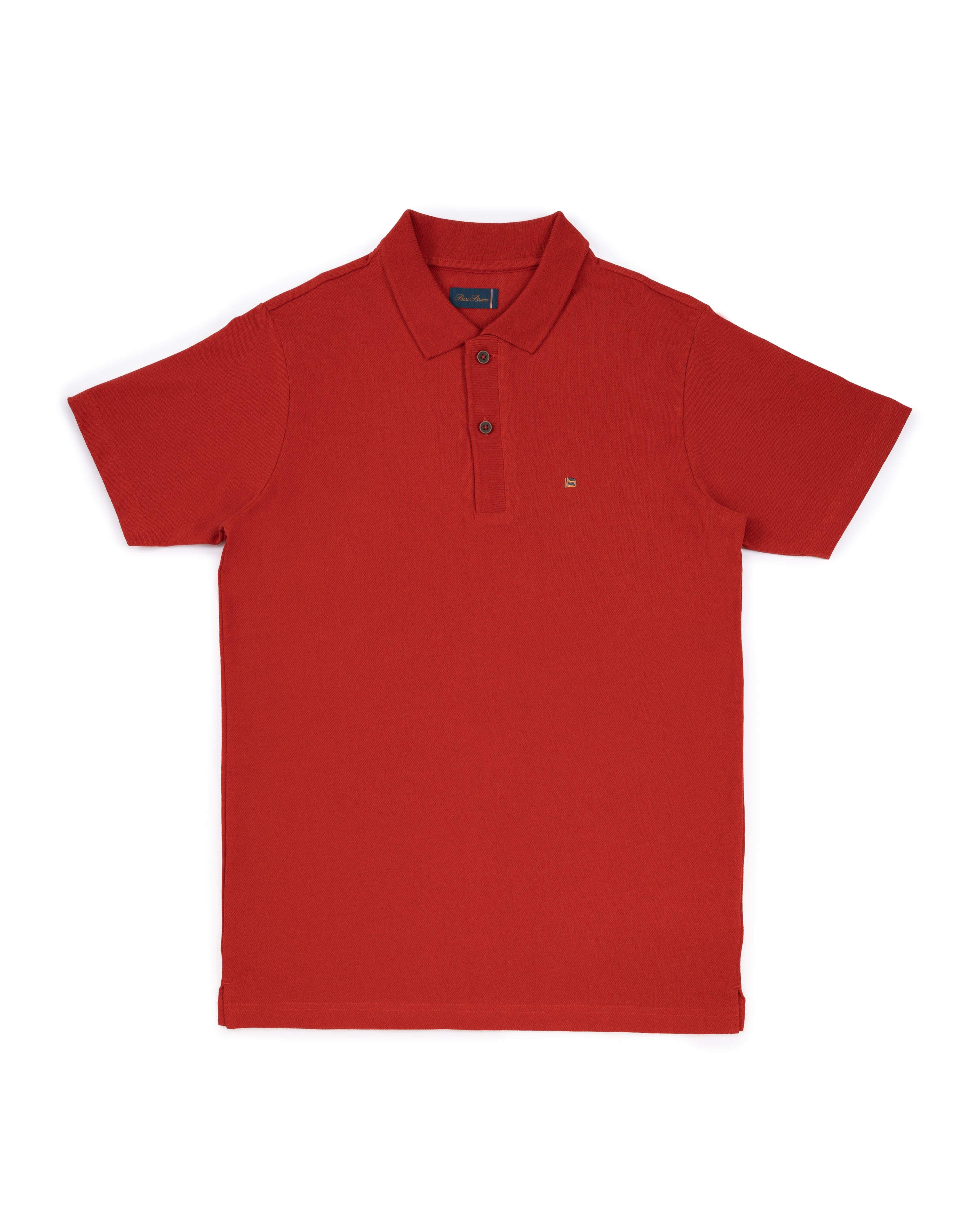 Bare Brown Red Slim Fit Lightweight Polo T-Shirt