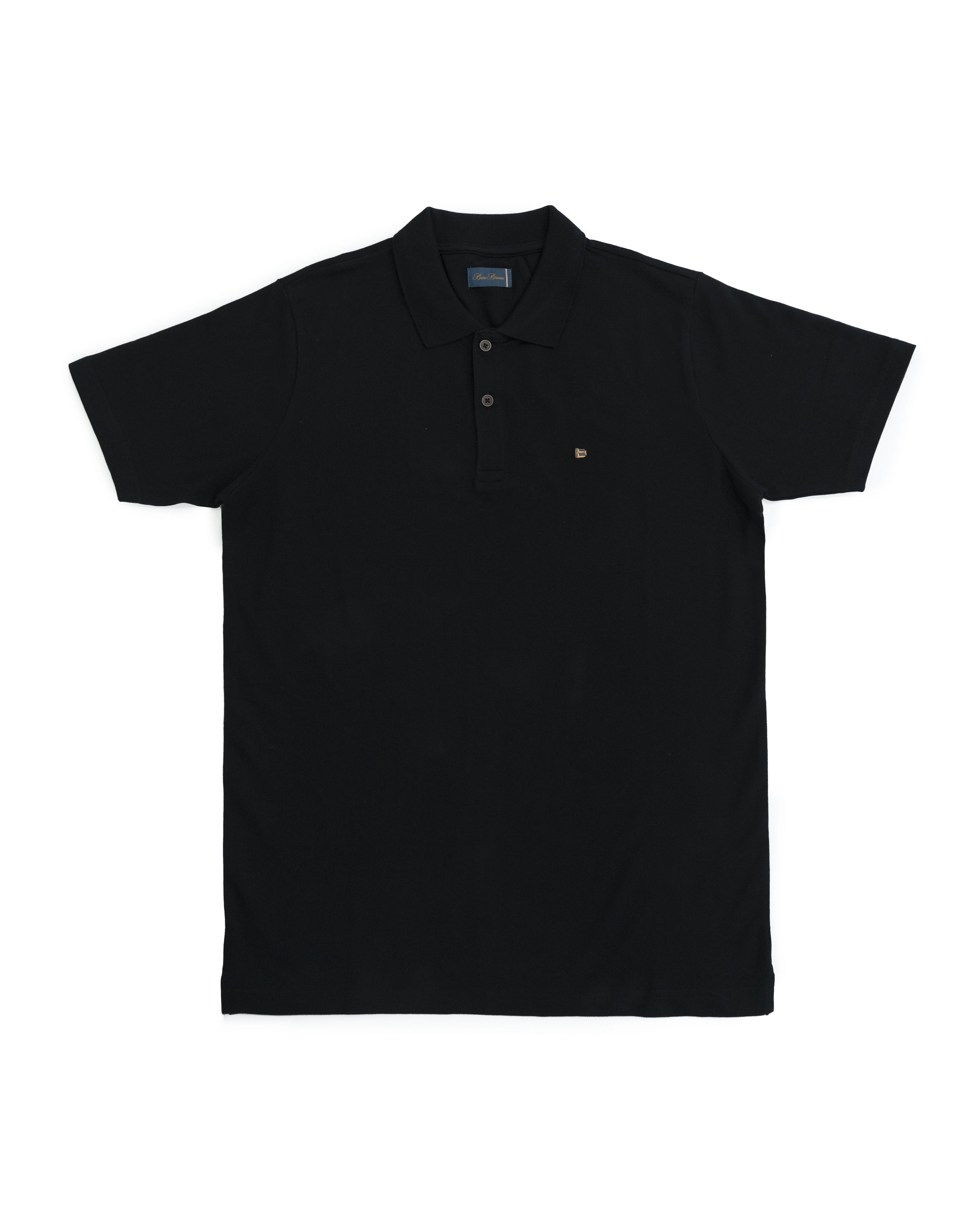Bare Brown Black Slim Fit Lightweight Polo T-Shirt