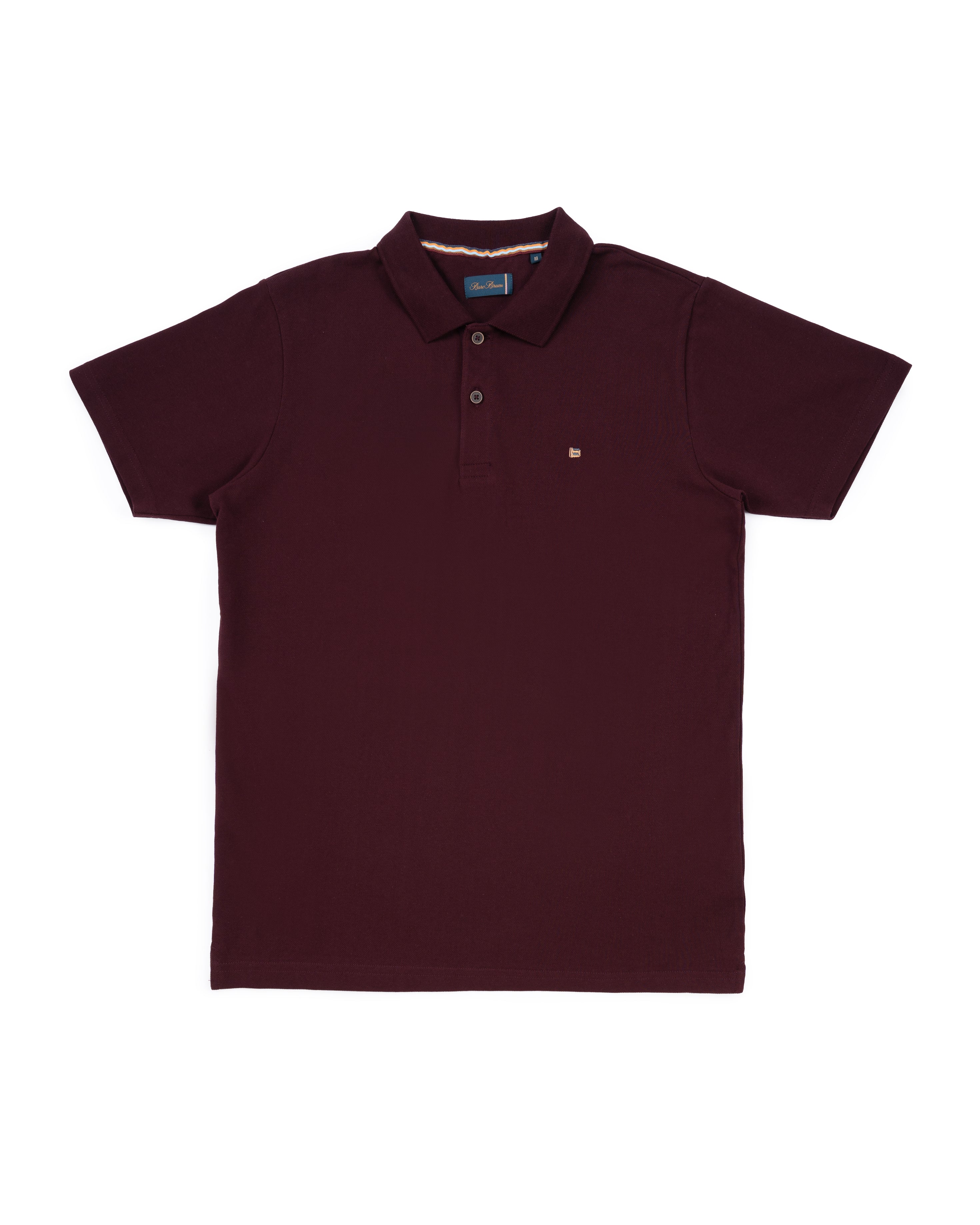 Bare Brown Wine Slim Fit Lightweight Polo T-Shirt