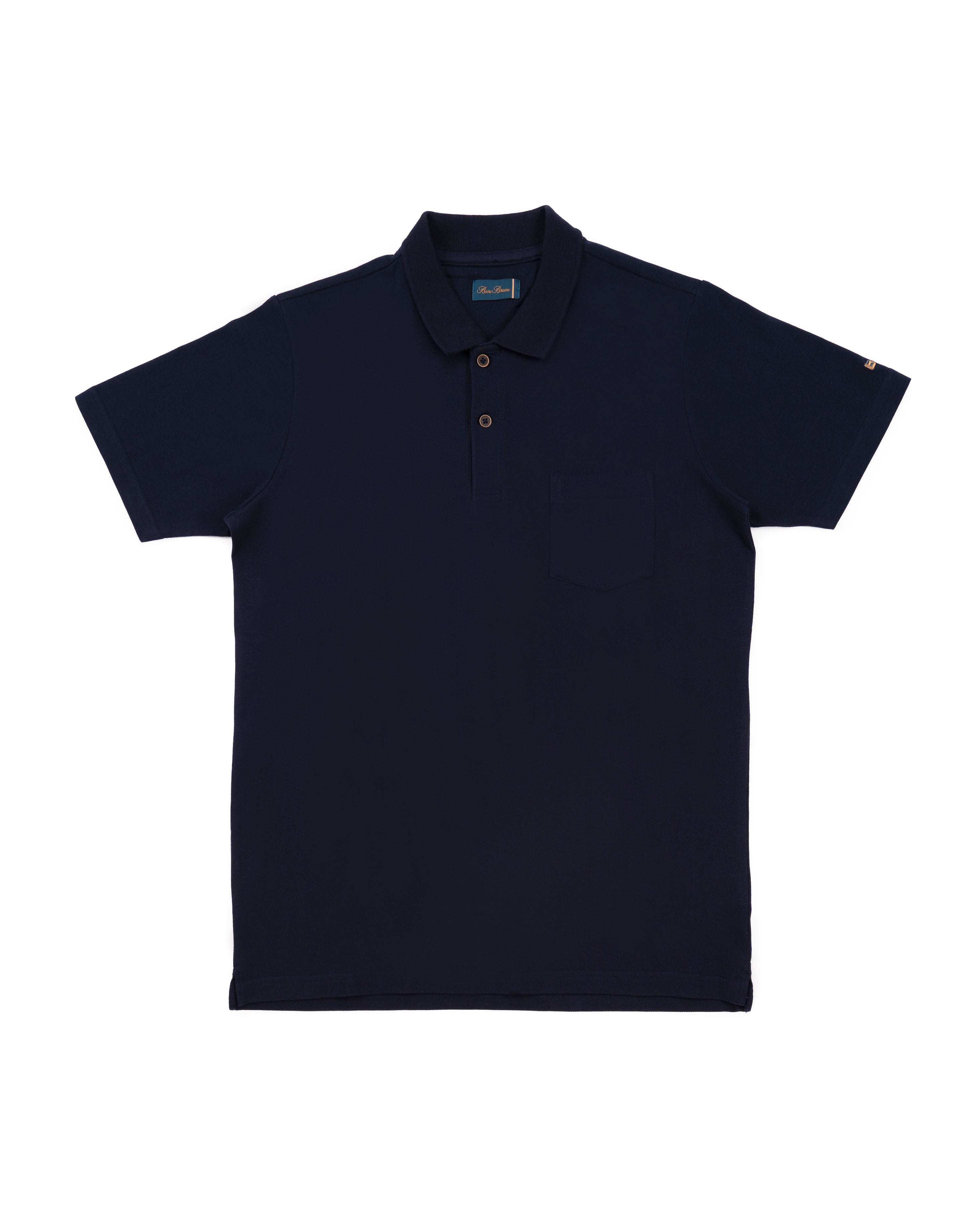 Bare Brown Navy Slim Fit Lightweight Polo T-Shirt with Pocket