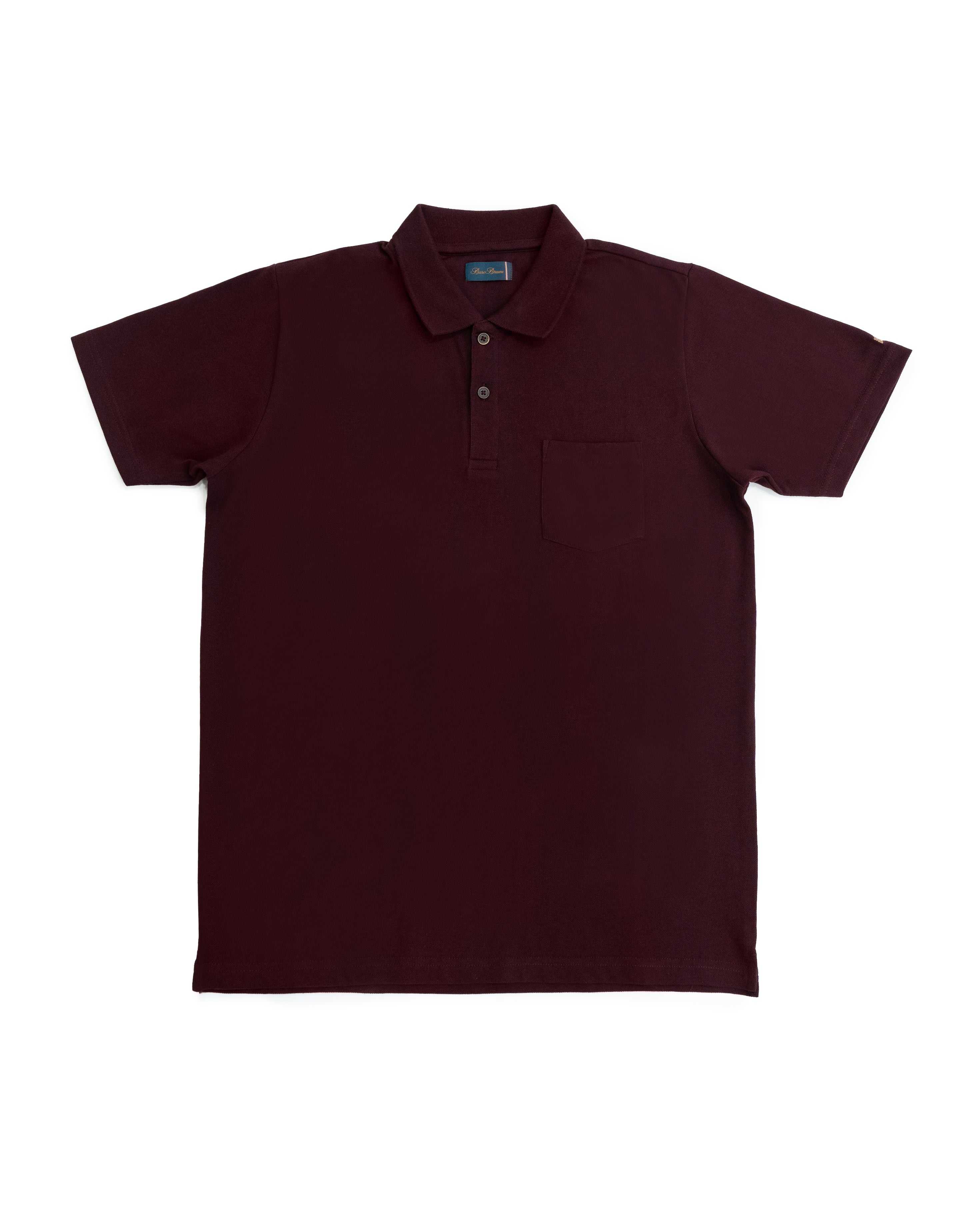 Bare Brown Wine Slim Fit Lightweight Polo T-Shirt with Pocket