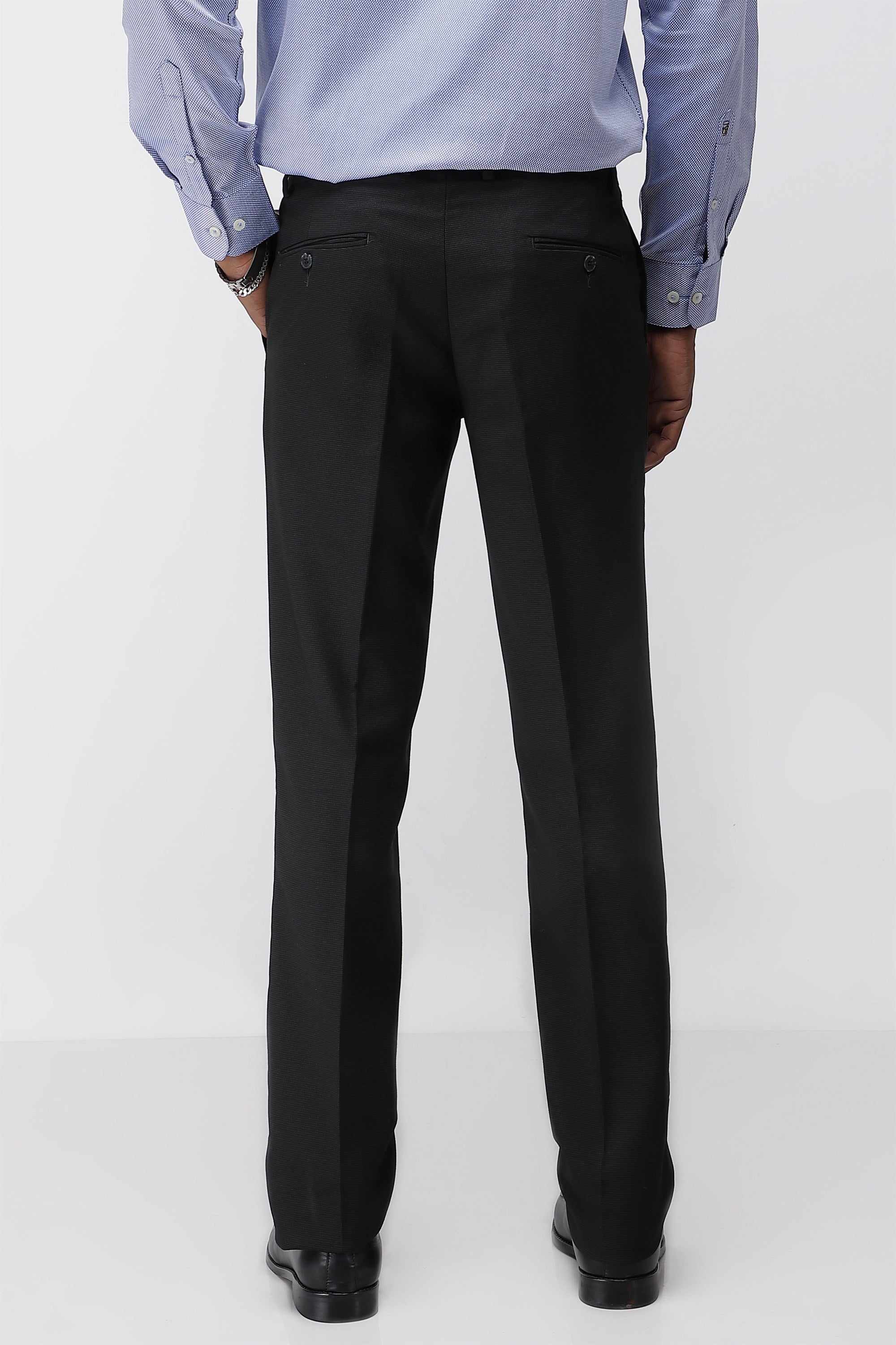 T the brand Stretch Formal Flat Textured Trouser - Black