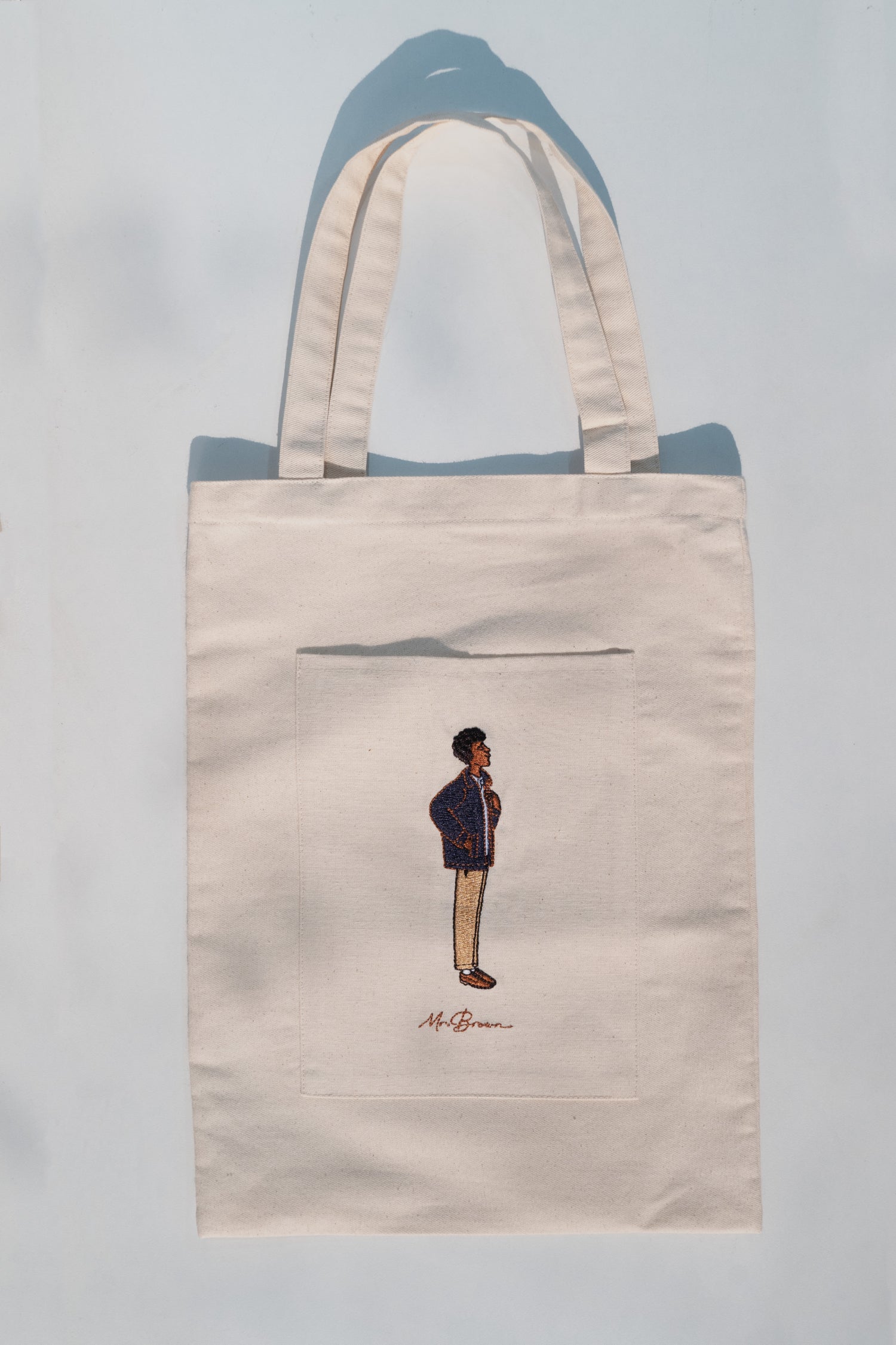 Mr. Brown Cotton Twill Tote Bag - Off White Stylish Handbag