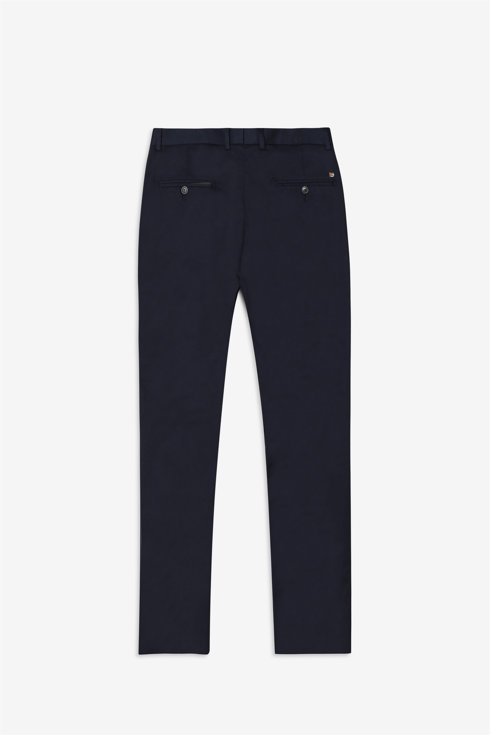 Bare Brown Stretch Slim Fit Cotton Trousers - Navy