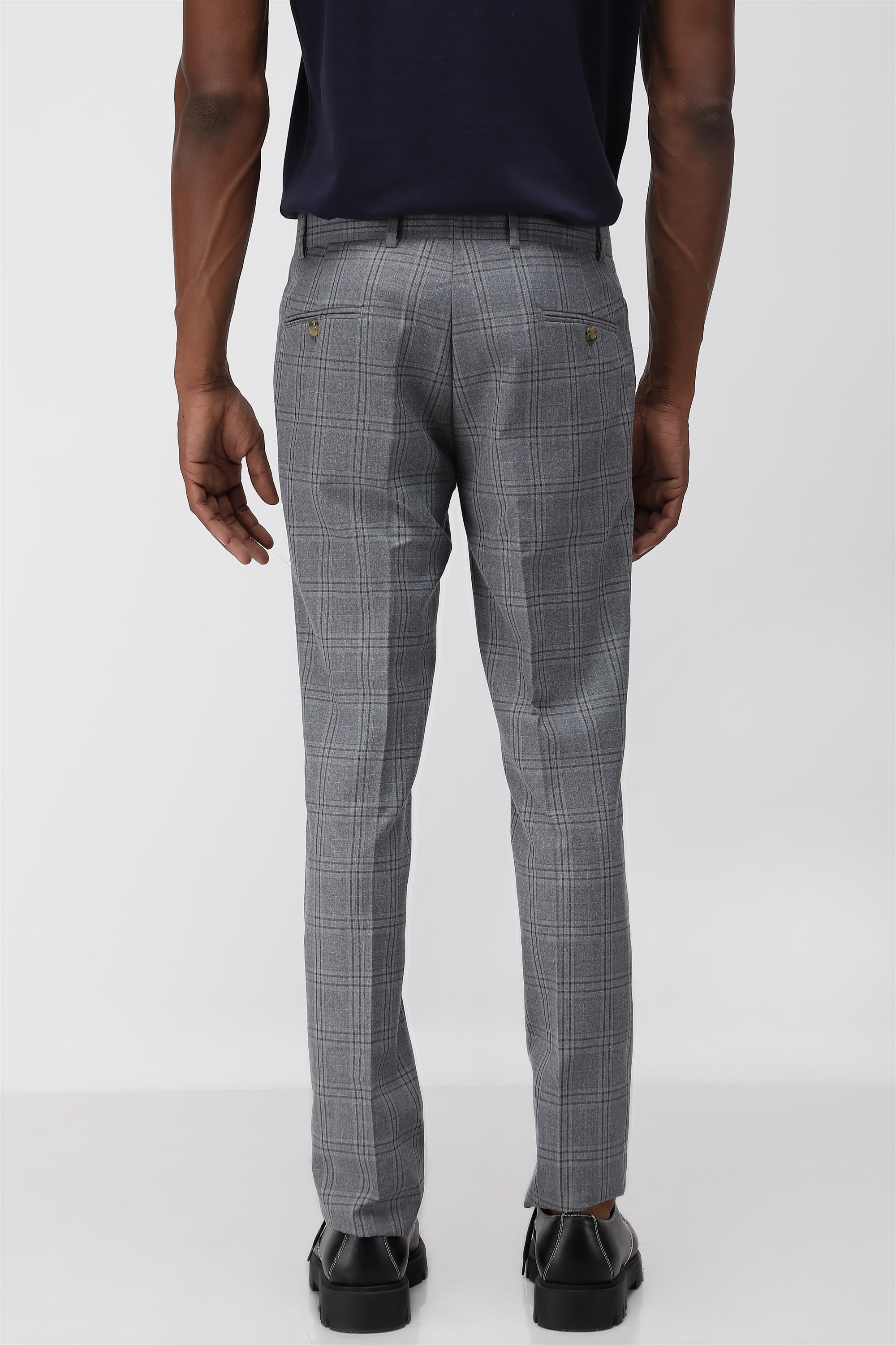 T the brand Formal Check Trouser - Grey