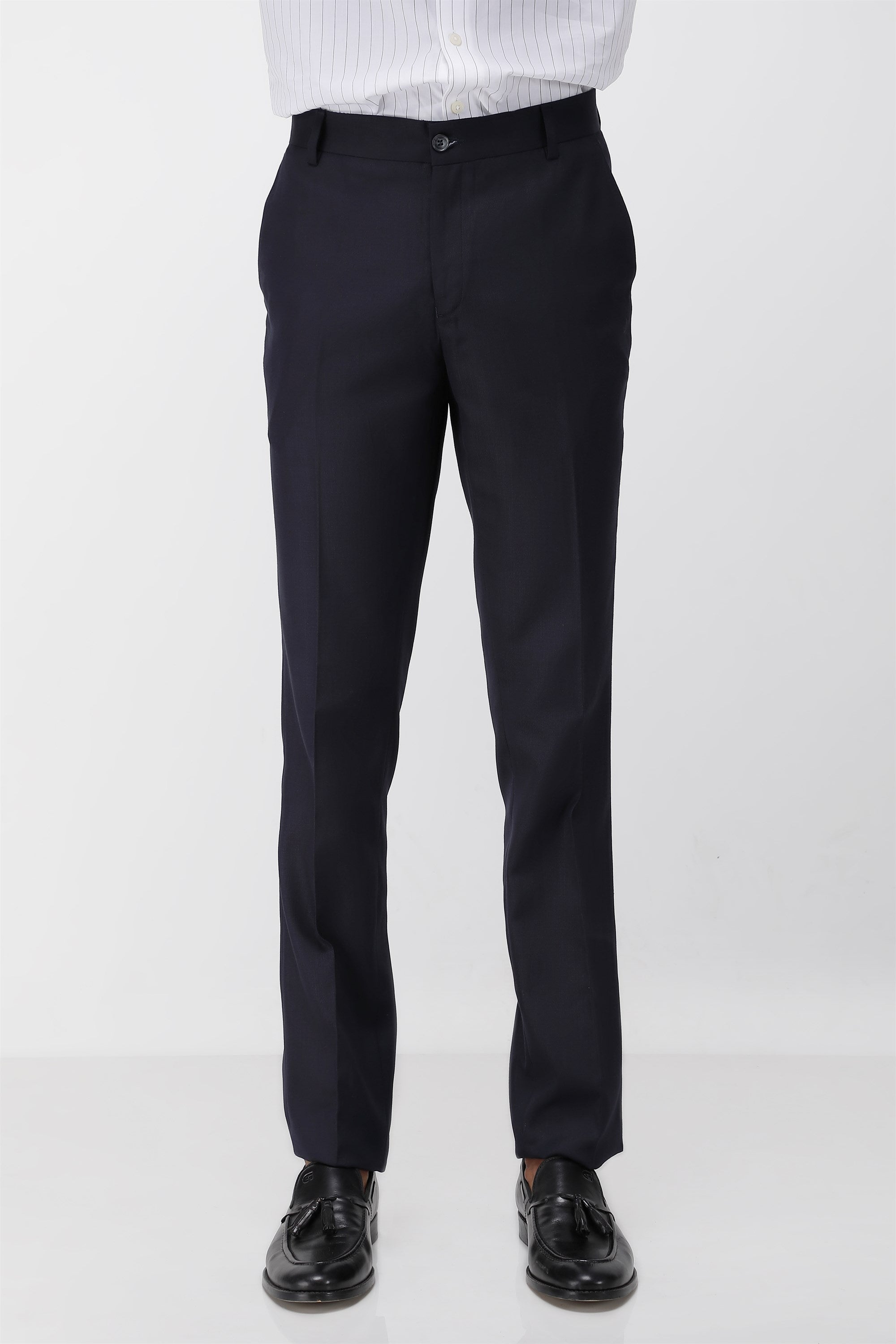 T the brand Formal Twill Flat Front Trouser - Navy Blue