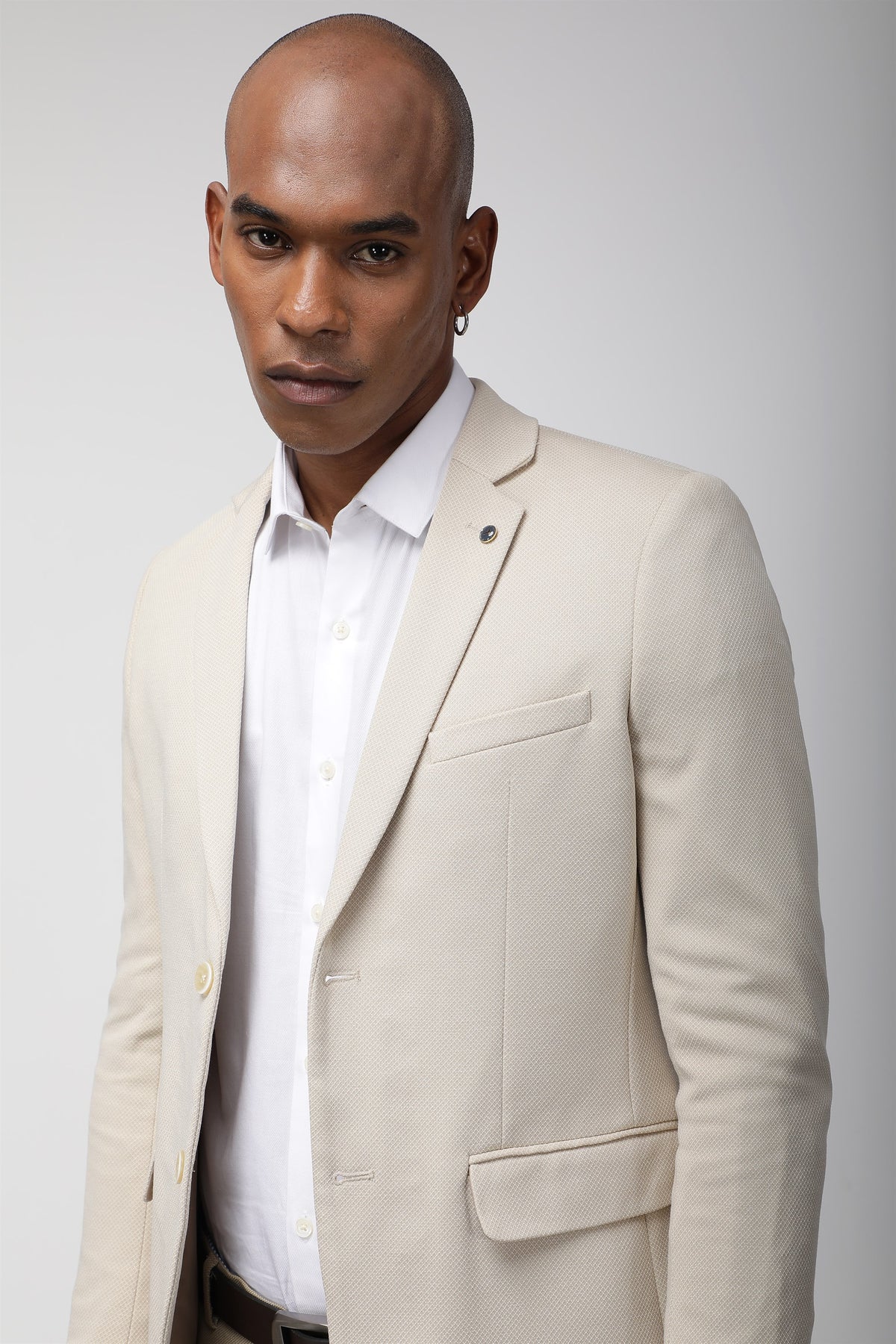 T the brand Slim Fit Knit Blazer Beige Tea & Tailoring