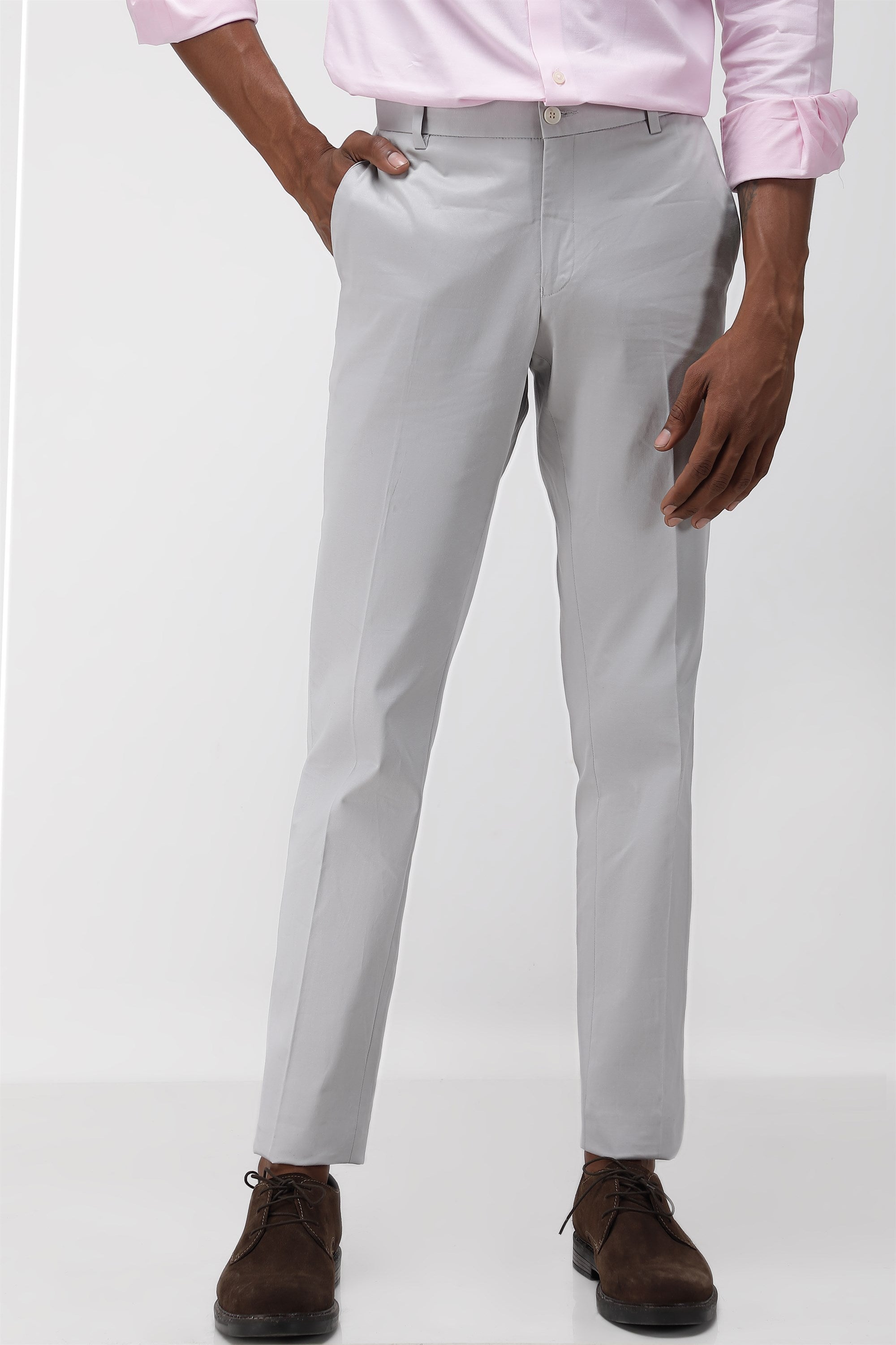 Slim Fit Gray Cotton Trousers – HolloMen