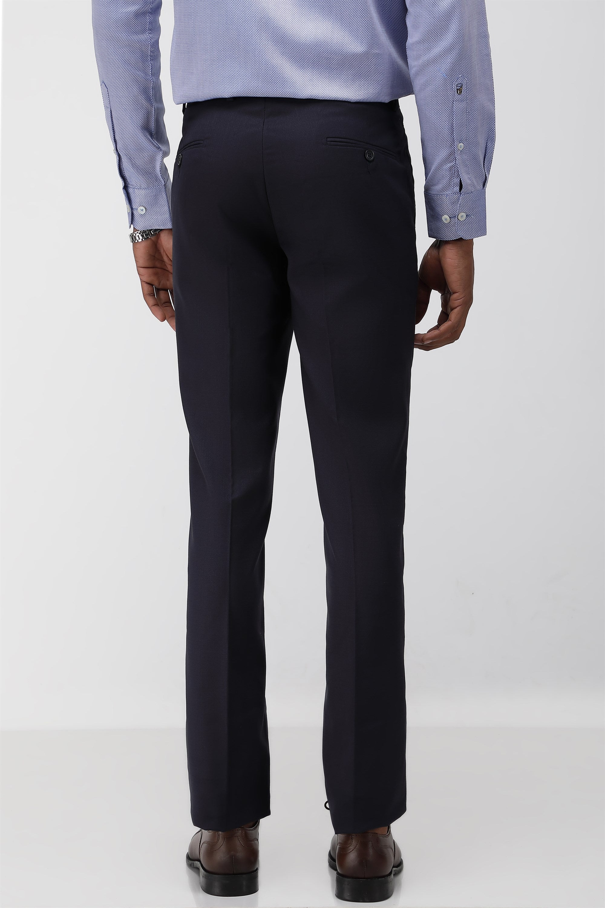 T the brand Stretch Formal Flat Front Trouser - Navy Blue