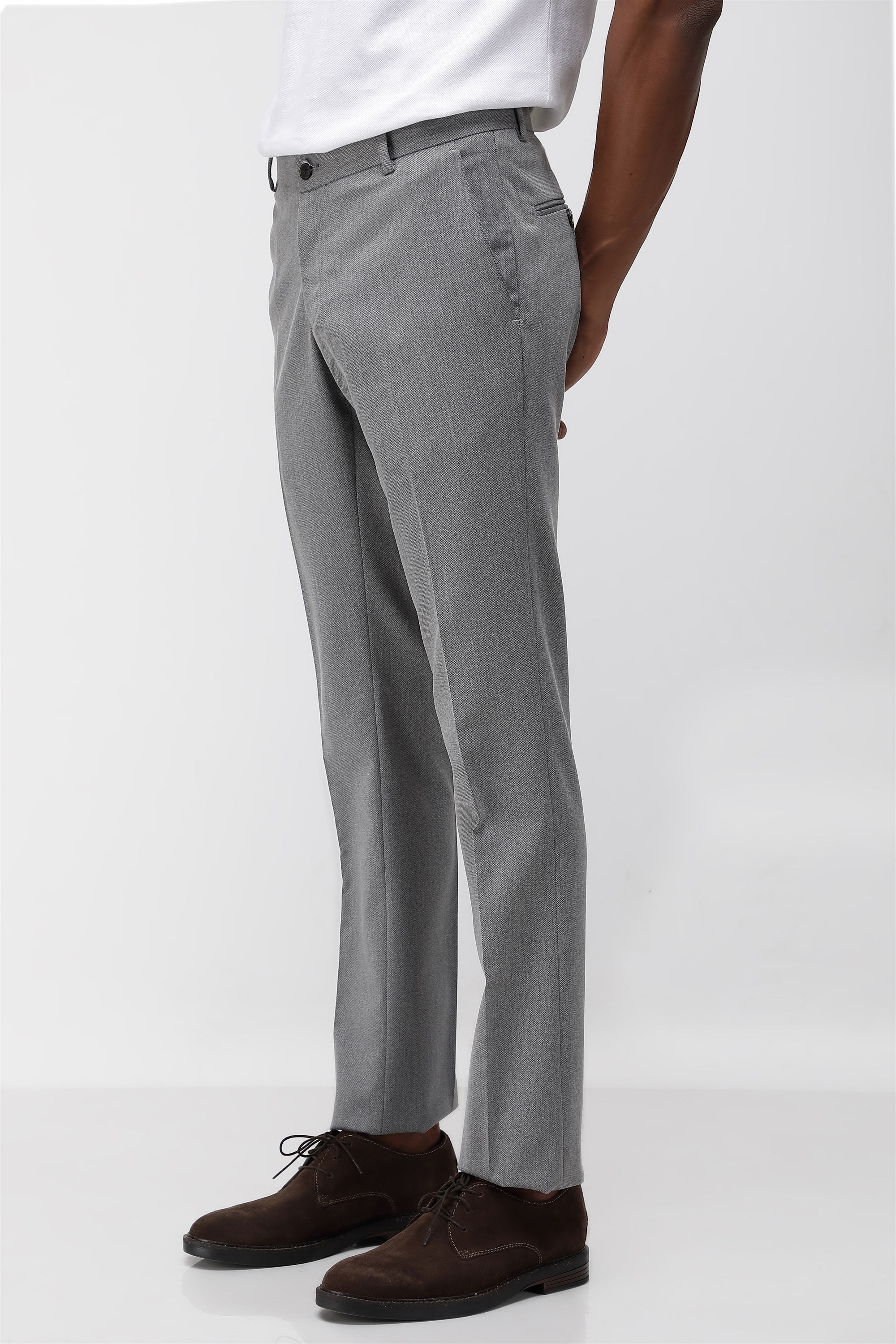 Buy INTUNE Grey Grey Slim Fit Stretch Formal Pants  Shoppers Stop